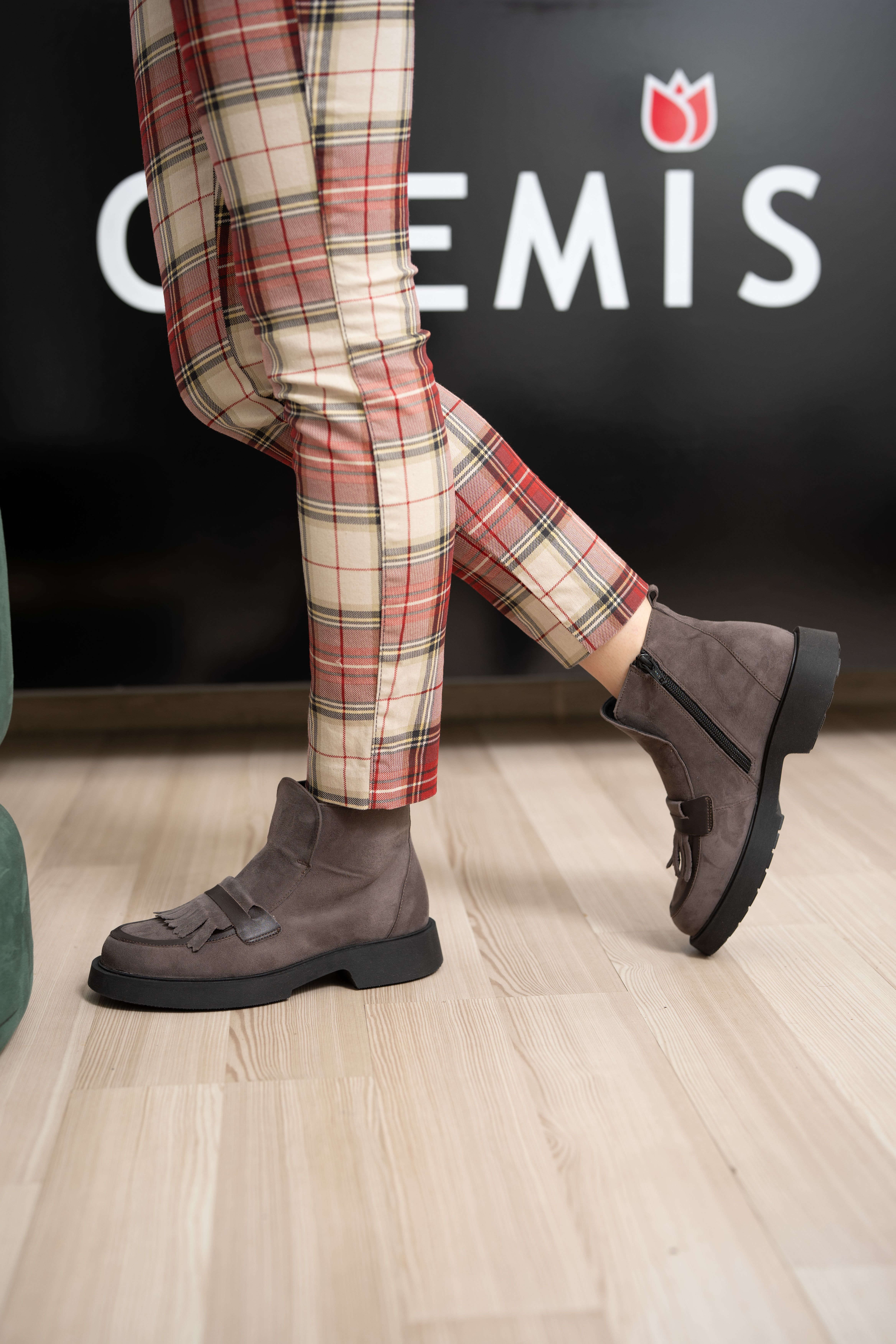 Ghete dama, Glemis, piele naturala - Cod: IB-4100, Culoare: Taupe Camoscio, Marime: 36 (23.4 cm)