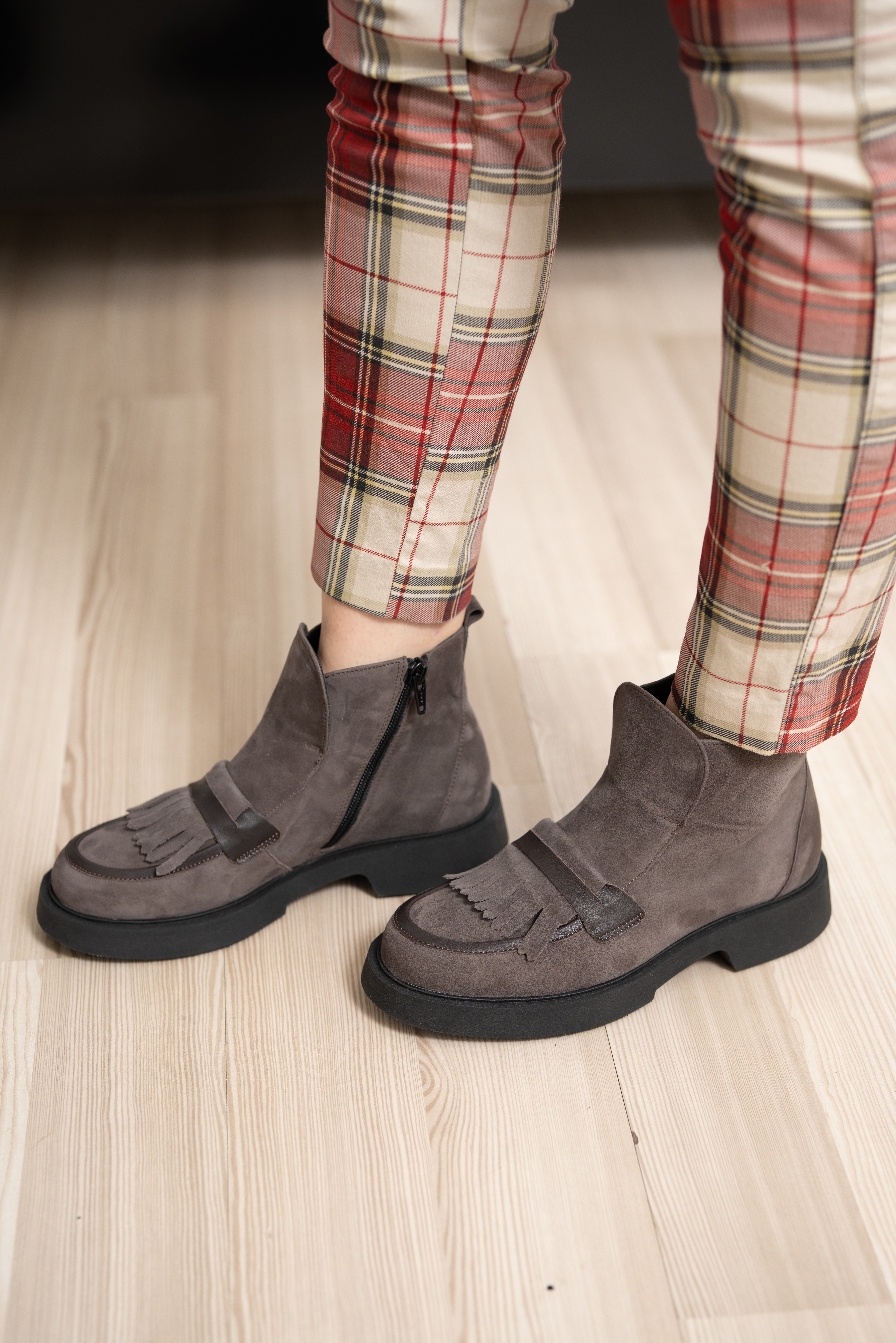 Ghete dama, Glemis, piele naturala - Cod: IB-4100, Culoare: Taupe Camoscio, Marime: 36 (23.4 cm)