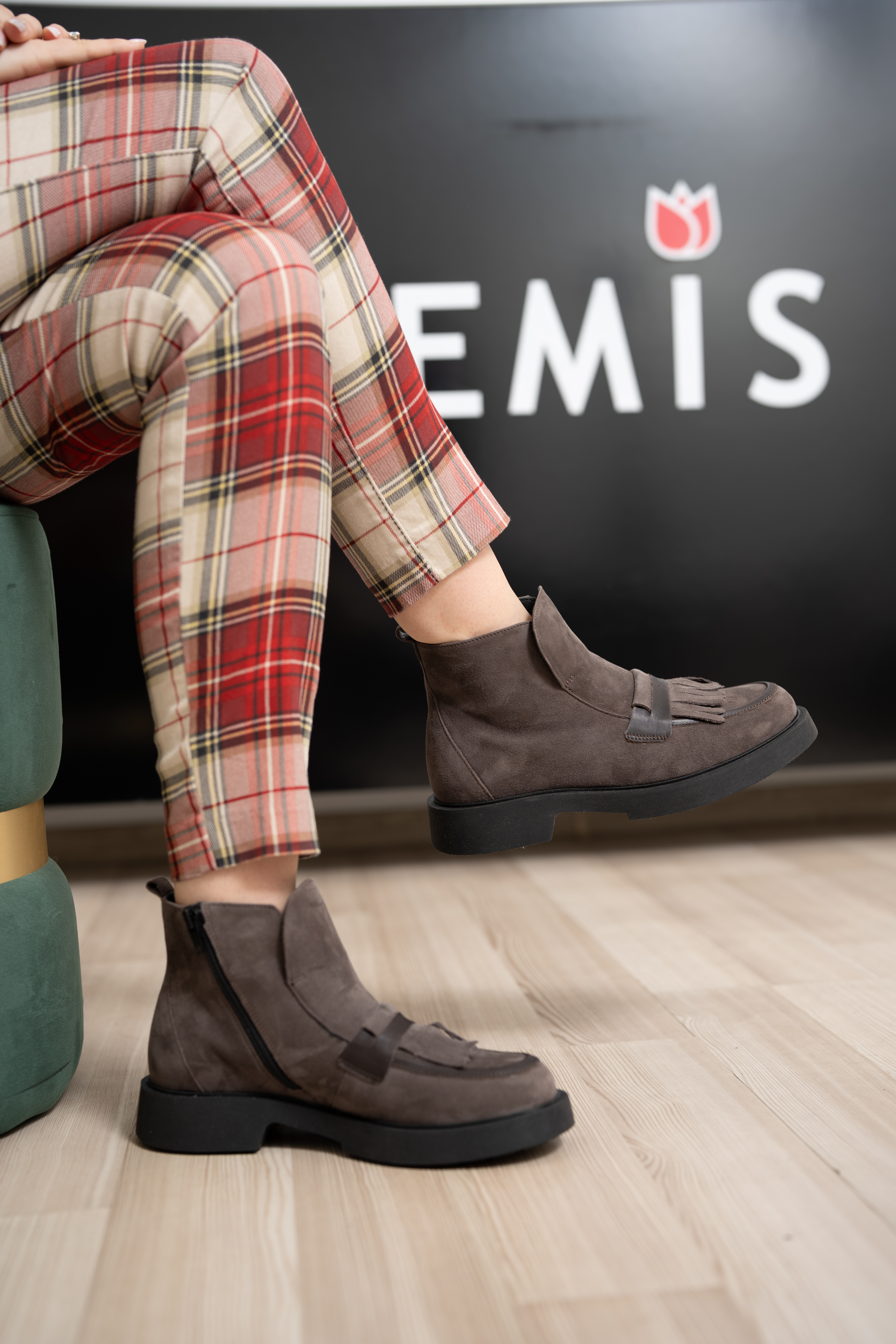 Ghete dama, Glemis, piele naturala - Cod: IB-4100, Culoare: Taupe Camoscio, Marime: 36 (23.4 cm)