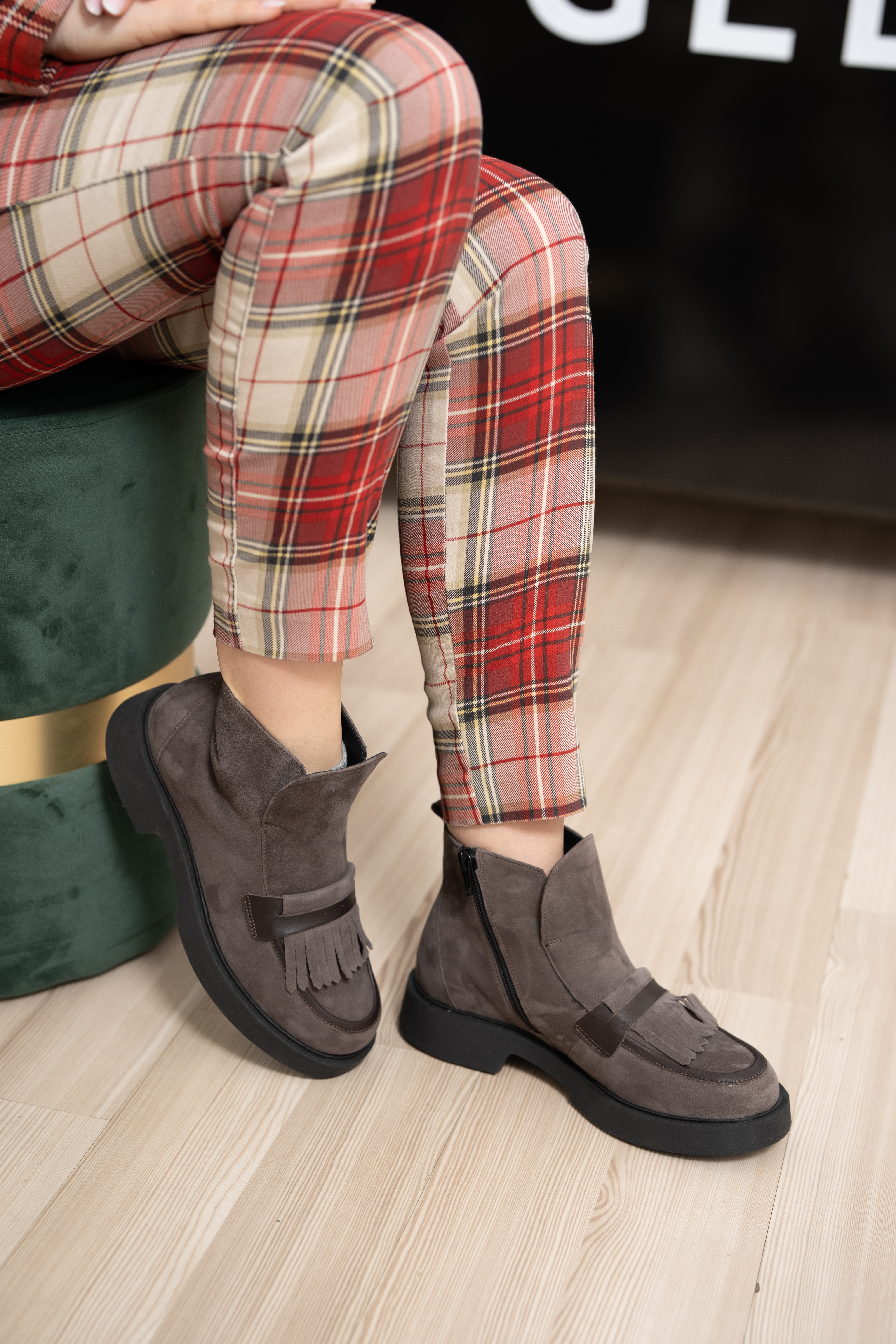 Ghete dama, Glemis, piele naturala - Cod: IB-4100, Culoare: Taupe Camoscio, Marime: 36 (23.4 cm)