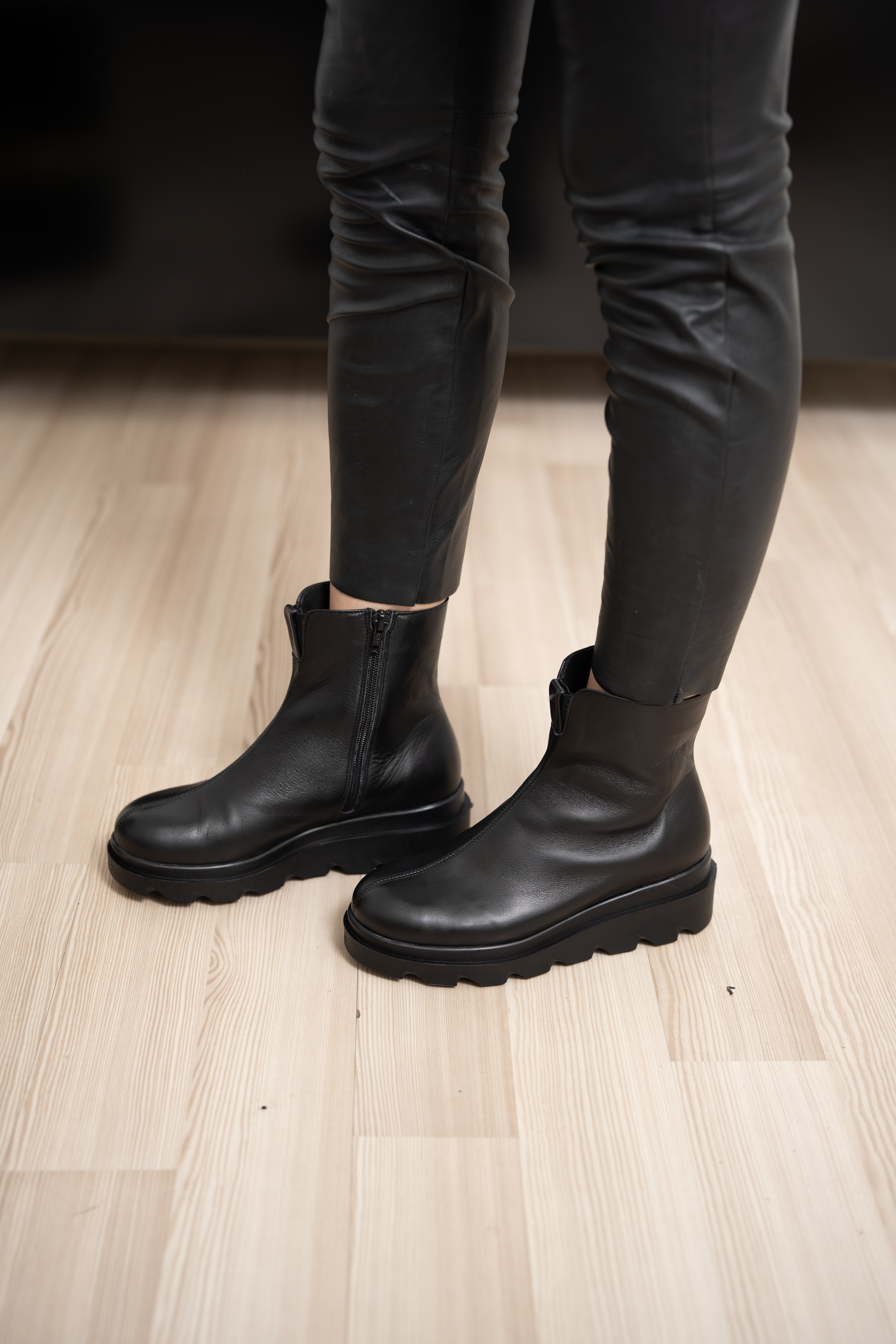 Ghete dama, Glemis, piele naturala - Cod: IB-4200, Culoare: Negru Box, Marime: 38 (25.1 cm)