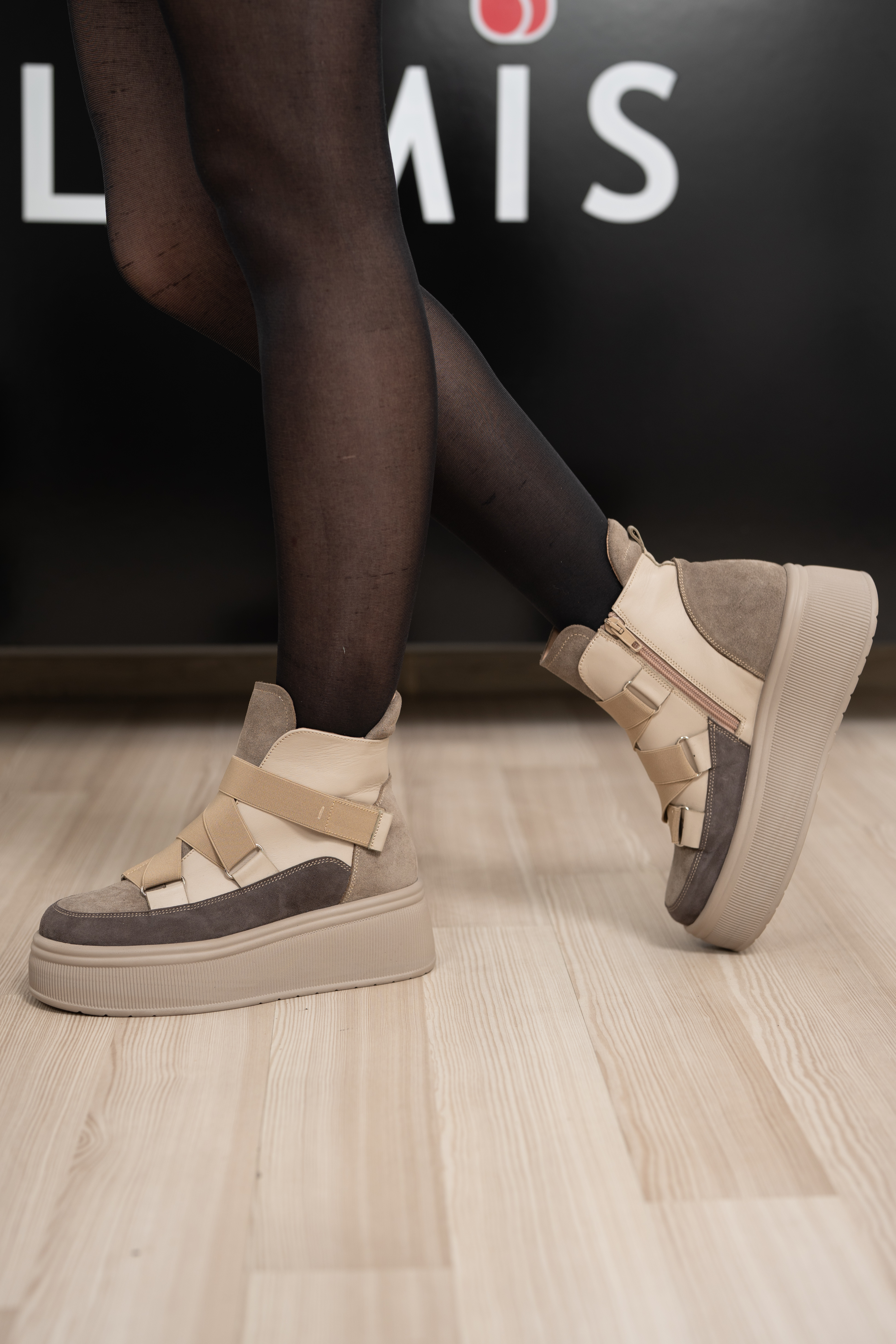 Ghete dama casual premium, Glemis, piele naturala - Cod: IB-4400, Culoare: Bej, Marime: 38 (25.4 cm)