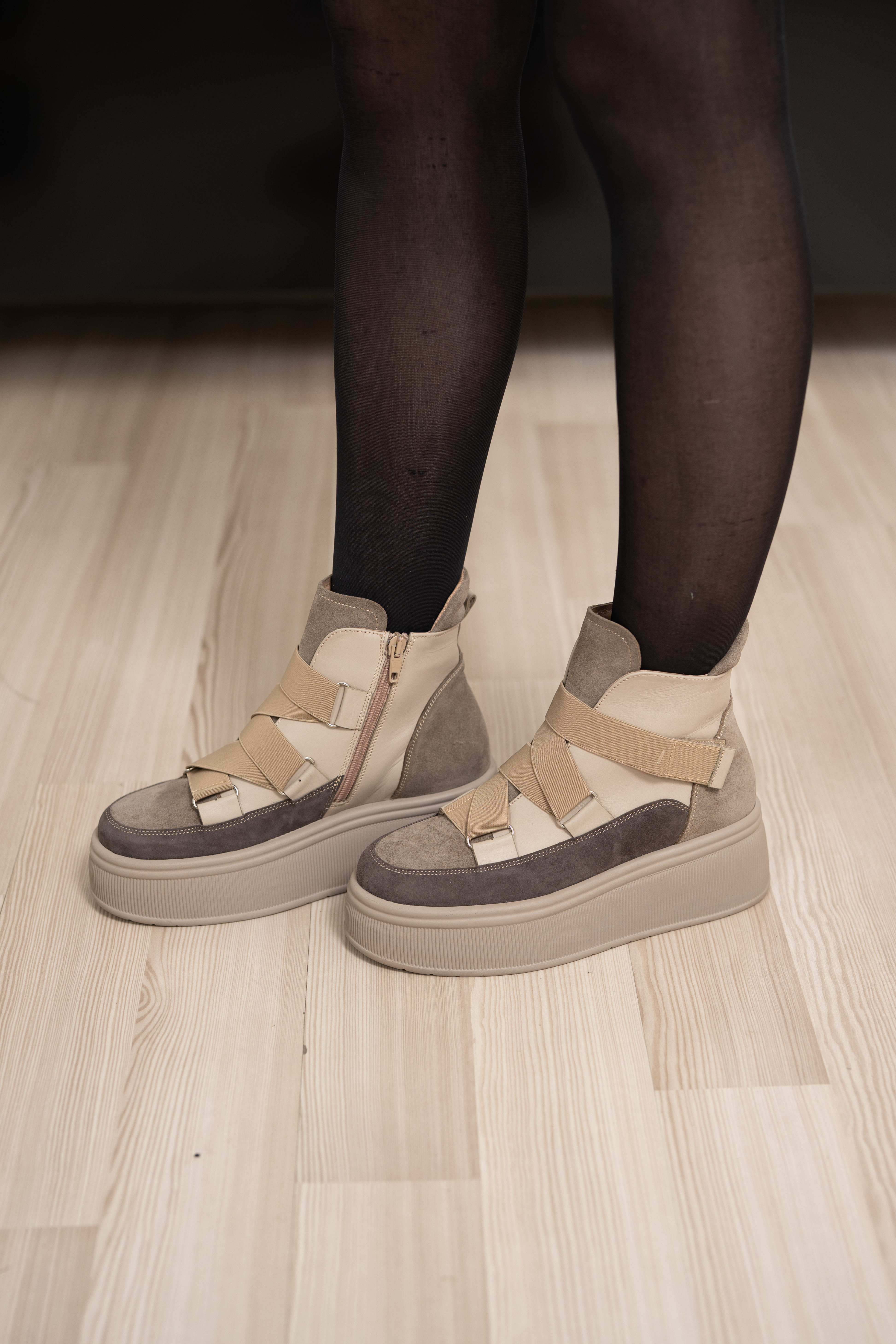 Ghete dama casual premium, Glemis, piele naturala - Cod: IB-4400, Culoare: Bej, Marime: 38 (25.4 cm)