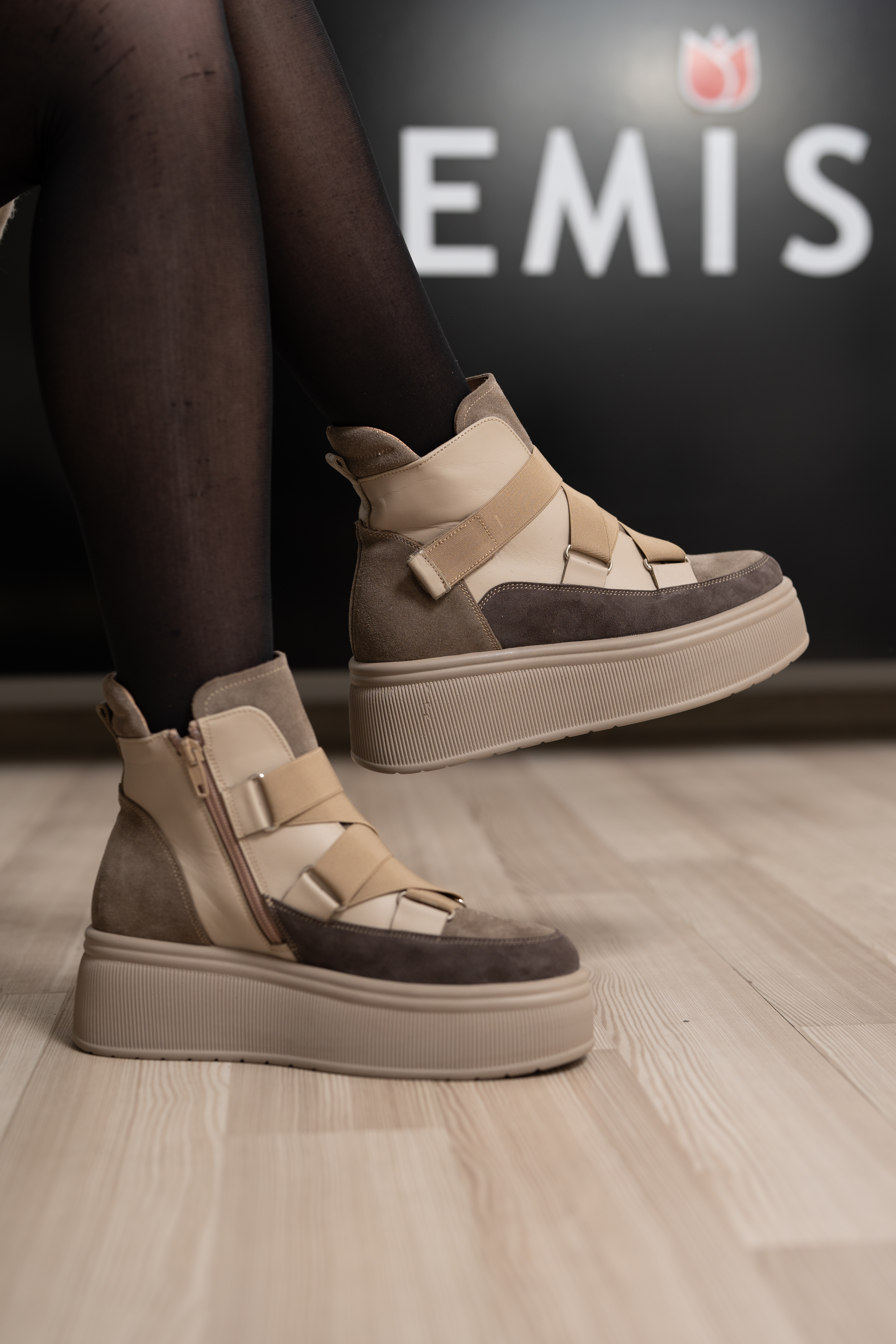 Ghete dama casual premium, Glemis, piele naturala - Cod: IB-4400, Culoare: Bej, Marime: 38 (25.4 cm)