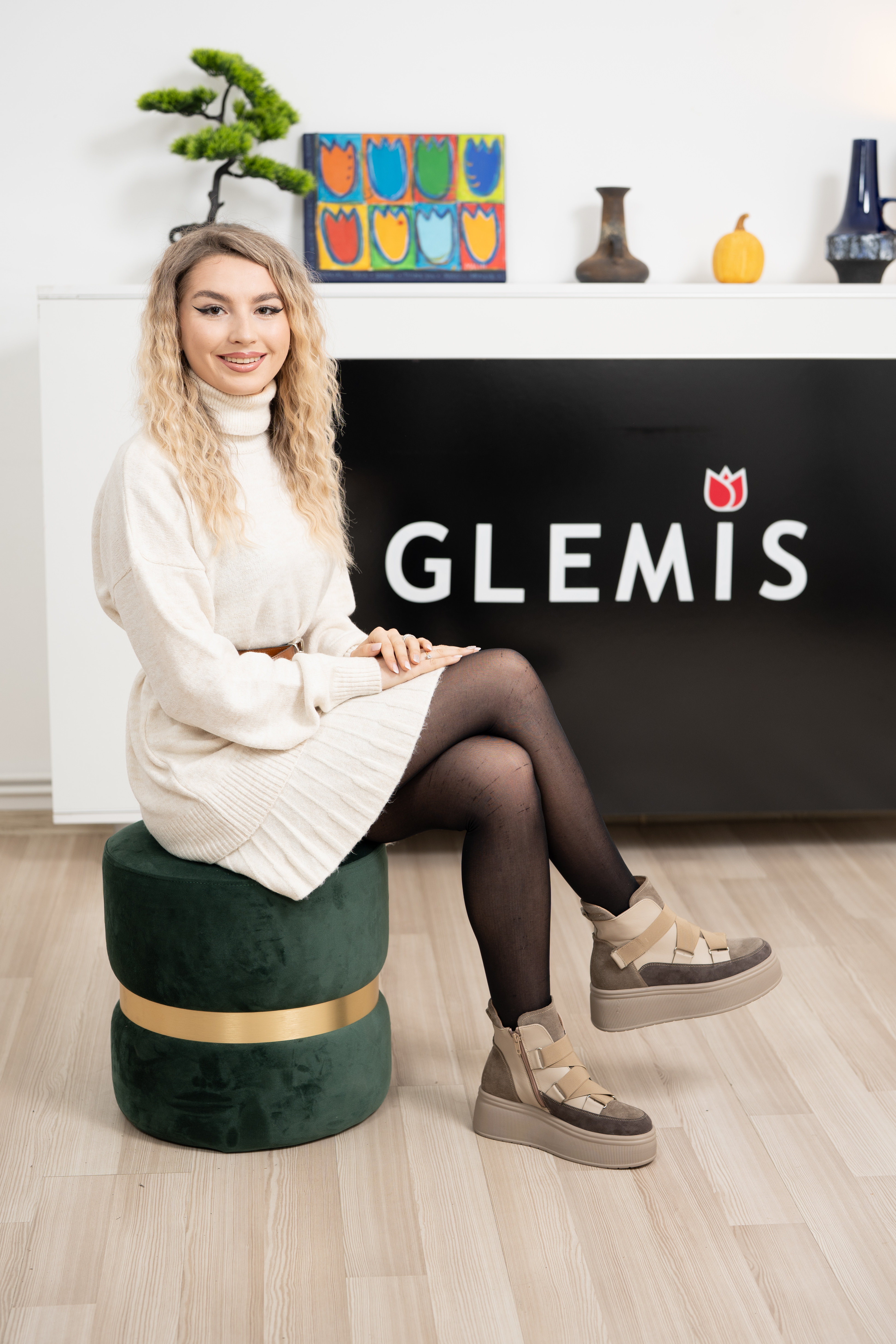 Ghete dama casual premium, Glemis, piele naturala - Cod: IB-4400, Culoare: Bej, Marime: 38 (25.4 cm)