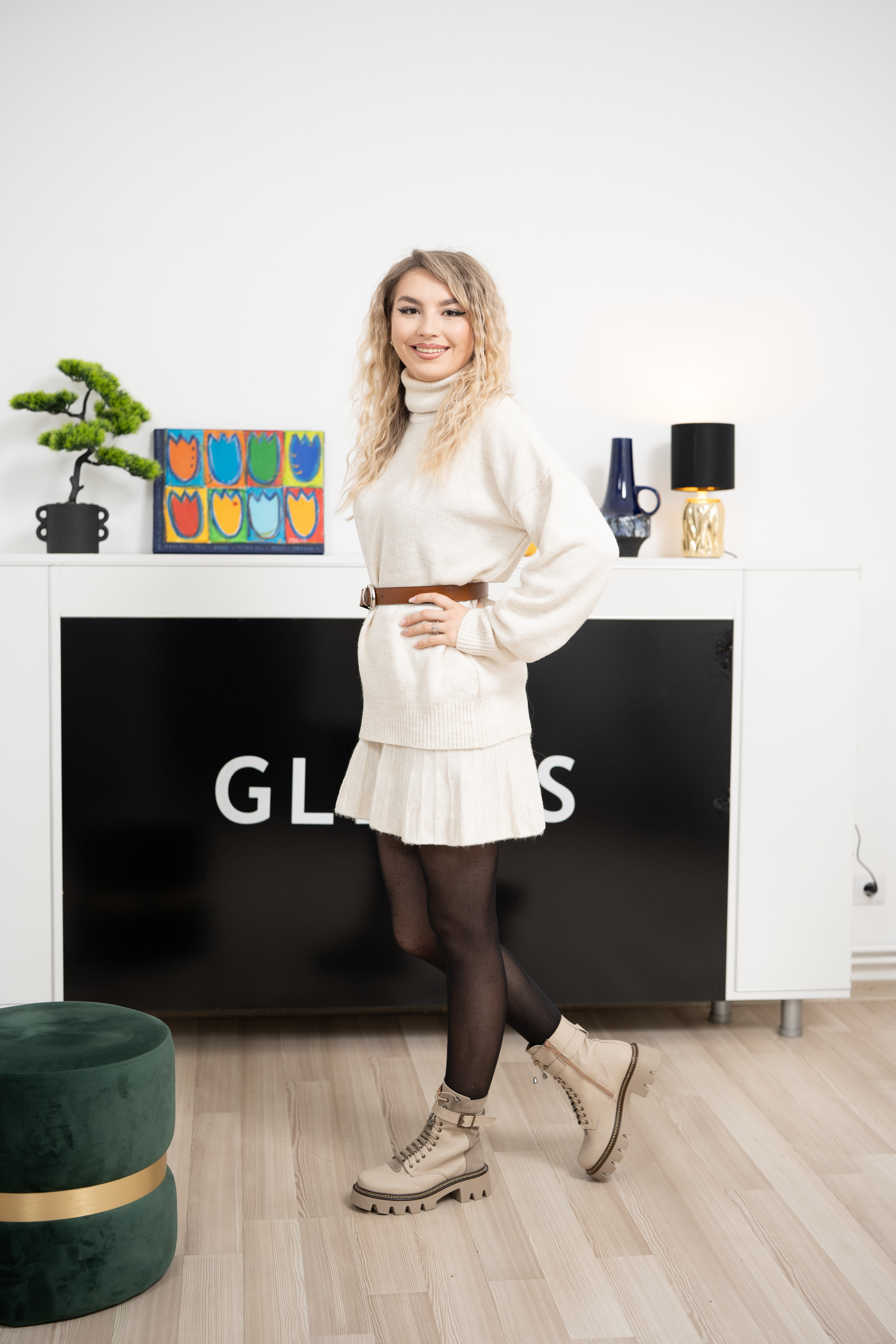 Ghete dama, Glemis, piele naturala - Cod: IB-760, Culoare: Bej Box, Marime: 38 (25 cm)