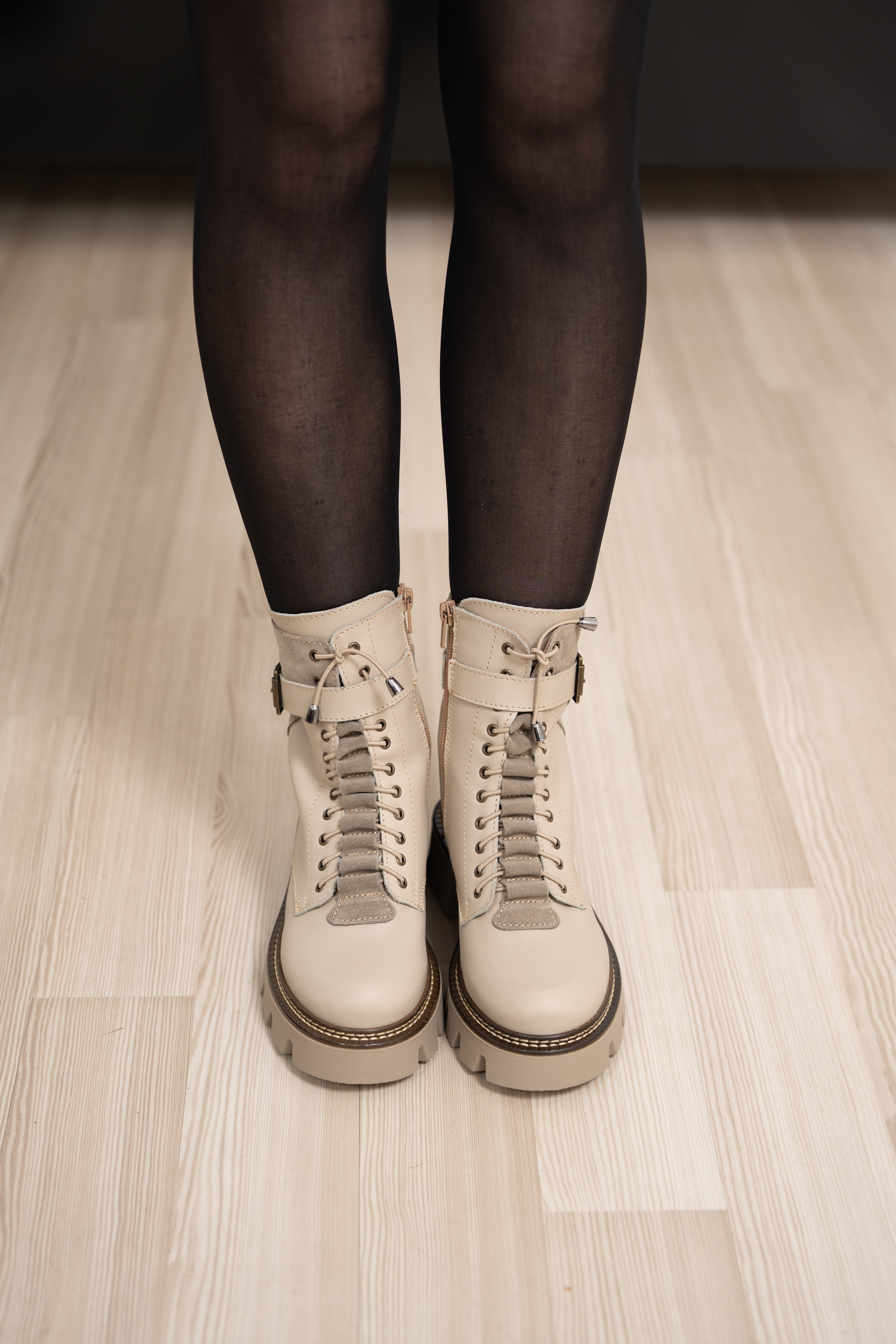 Ghete dama, Glemis, piele naturala - Cod: IB-760, Culoare: Bej Box, Marime: 38 (25 cm)