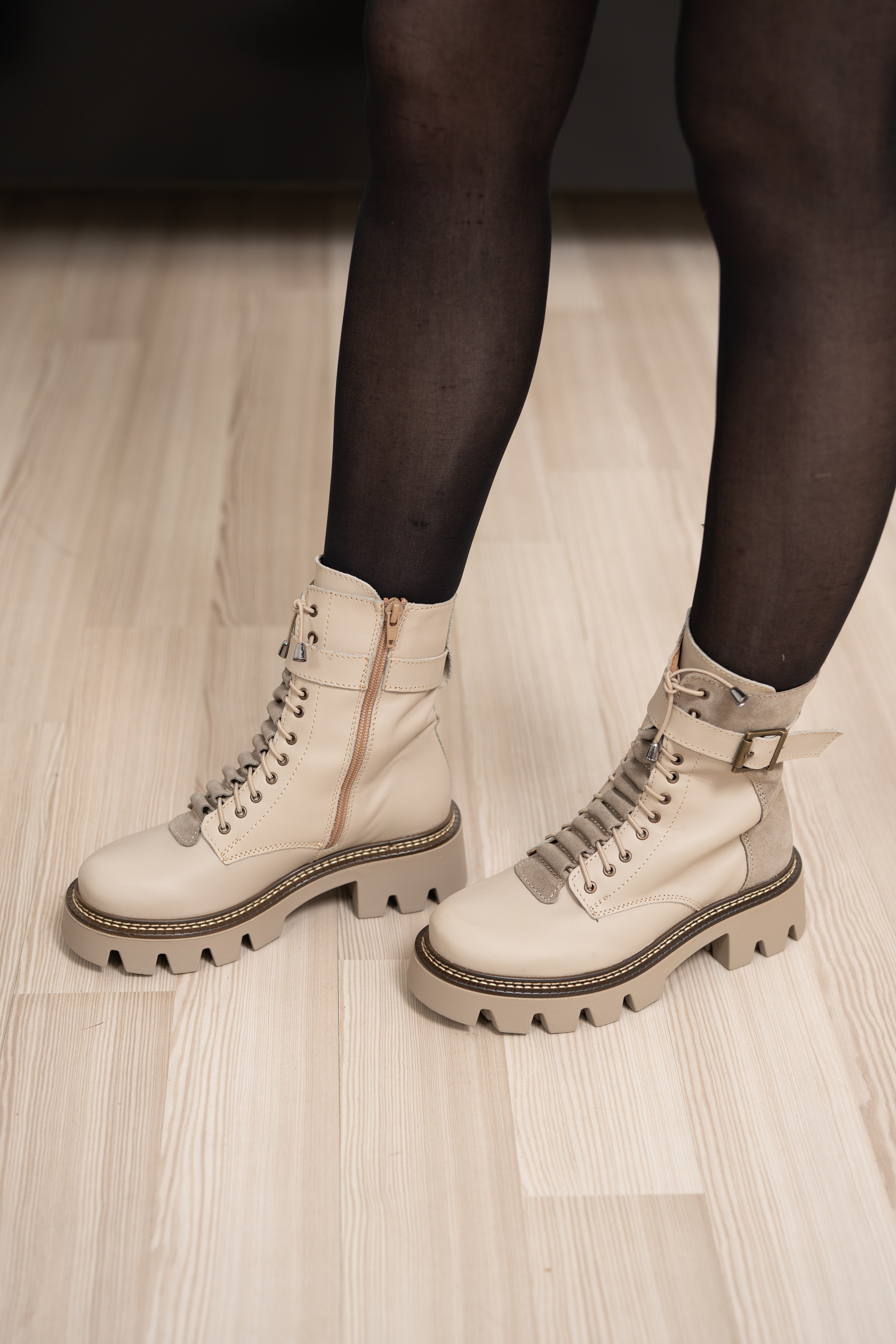 Ghete dama, Glemis, piele naturala - Cod: IB-760, Culoare: Bej Box, Marime: 38 (25 cm)