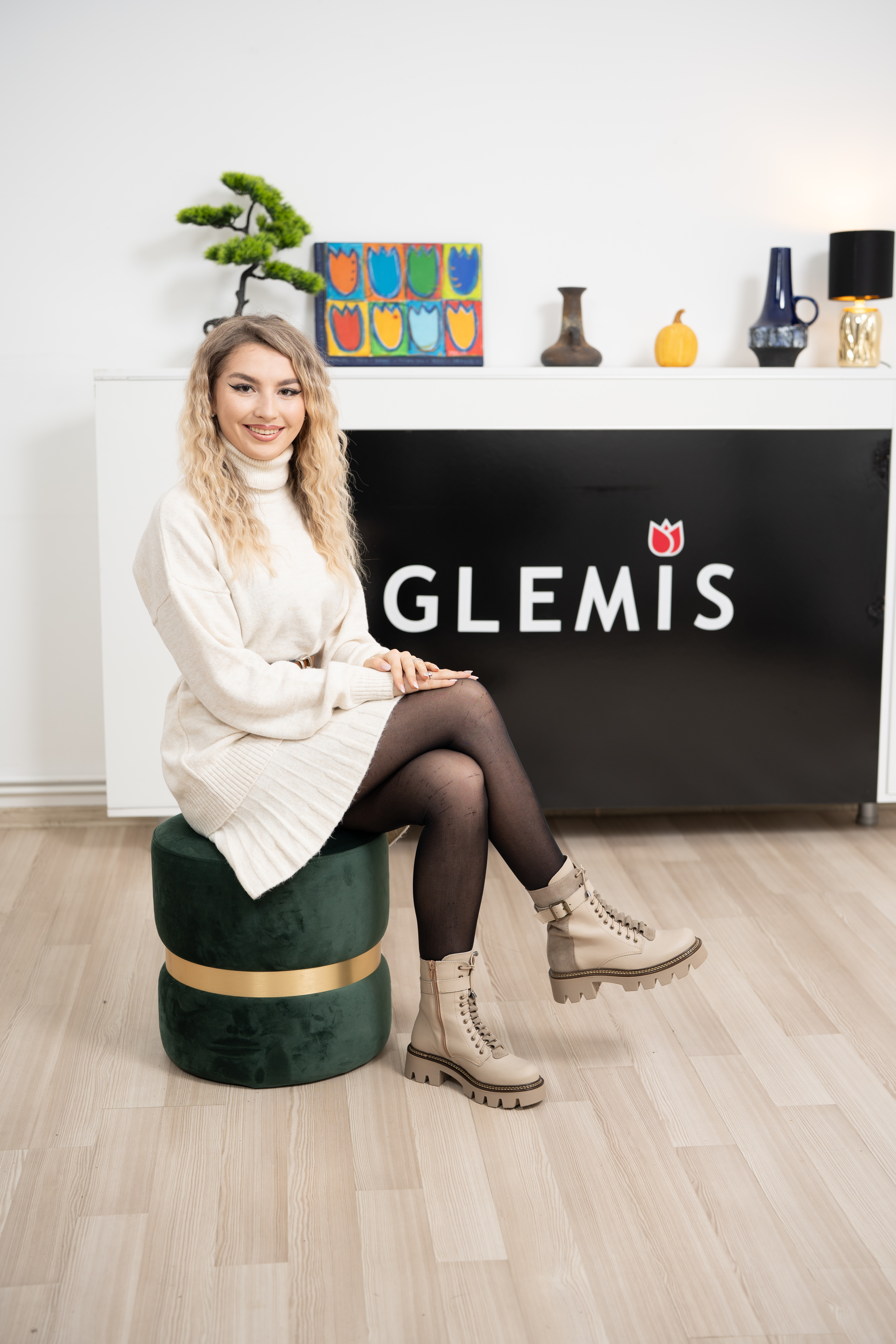 Ghete dama, Glemis, piele naturala - Cod: IB-760, Culoare: Bej Box, Marime: 38 (25 cm)