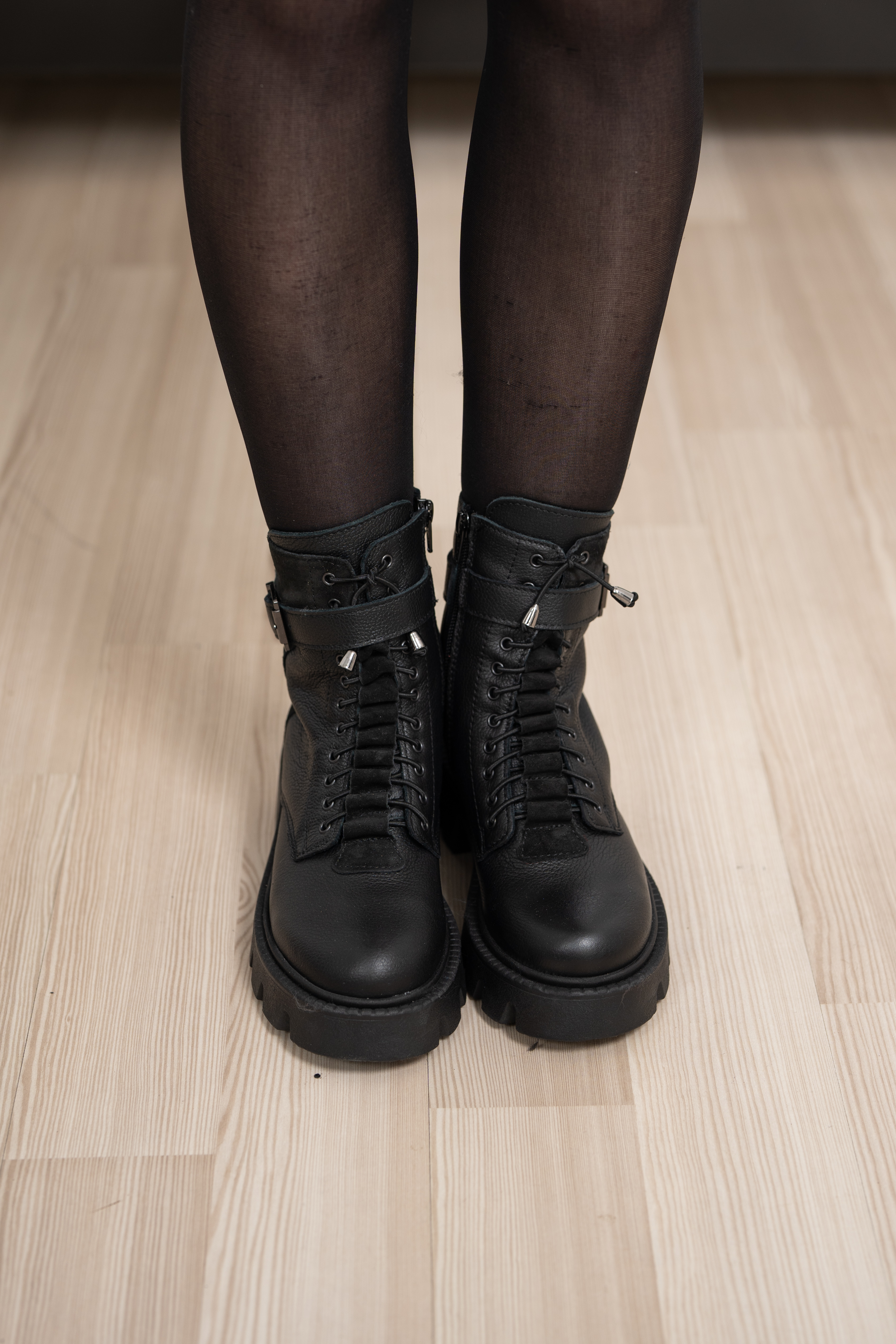 Ghete dama, Glemis, piele naturala - Cod: IB-760, Culoare: Negru Bizon, Marime: 38 (25 cm)