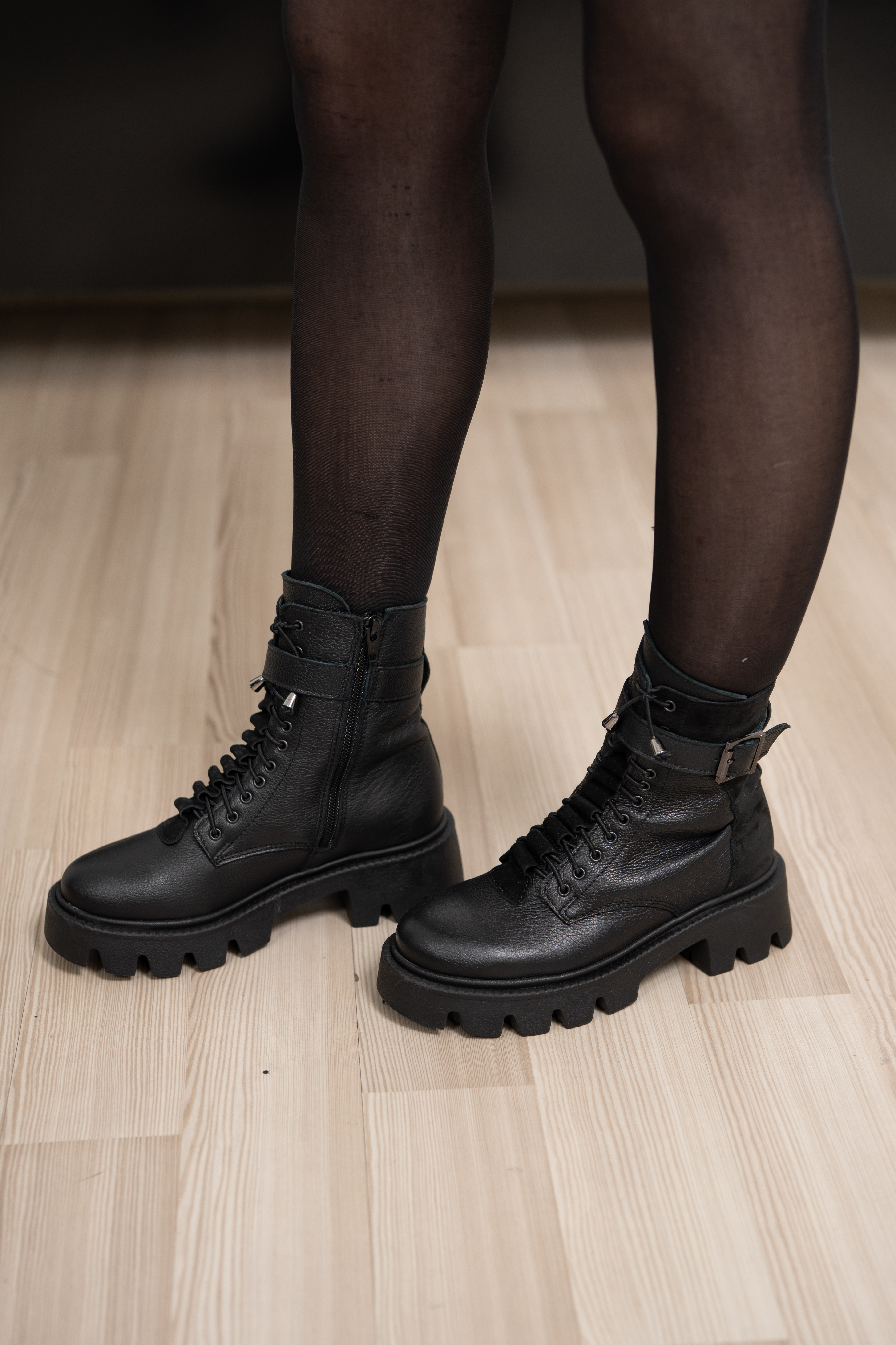 Ghete dama, Glemis, piele naturala - Cod: IB-760, Culoare: Negru Bizon, Marime: 38 (25 cm)