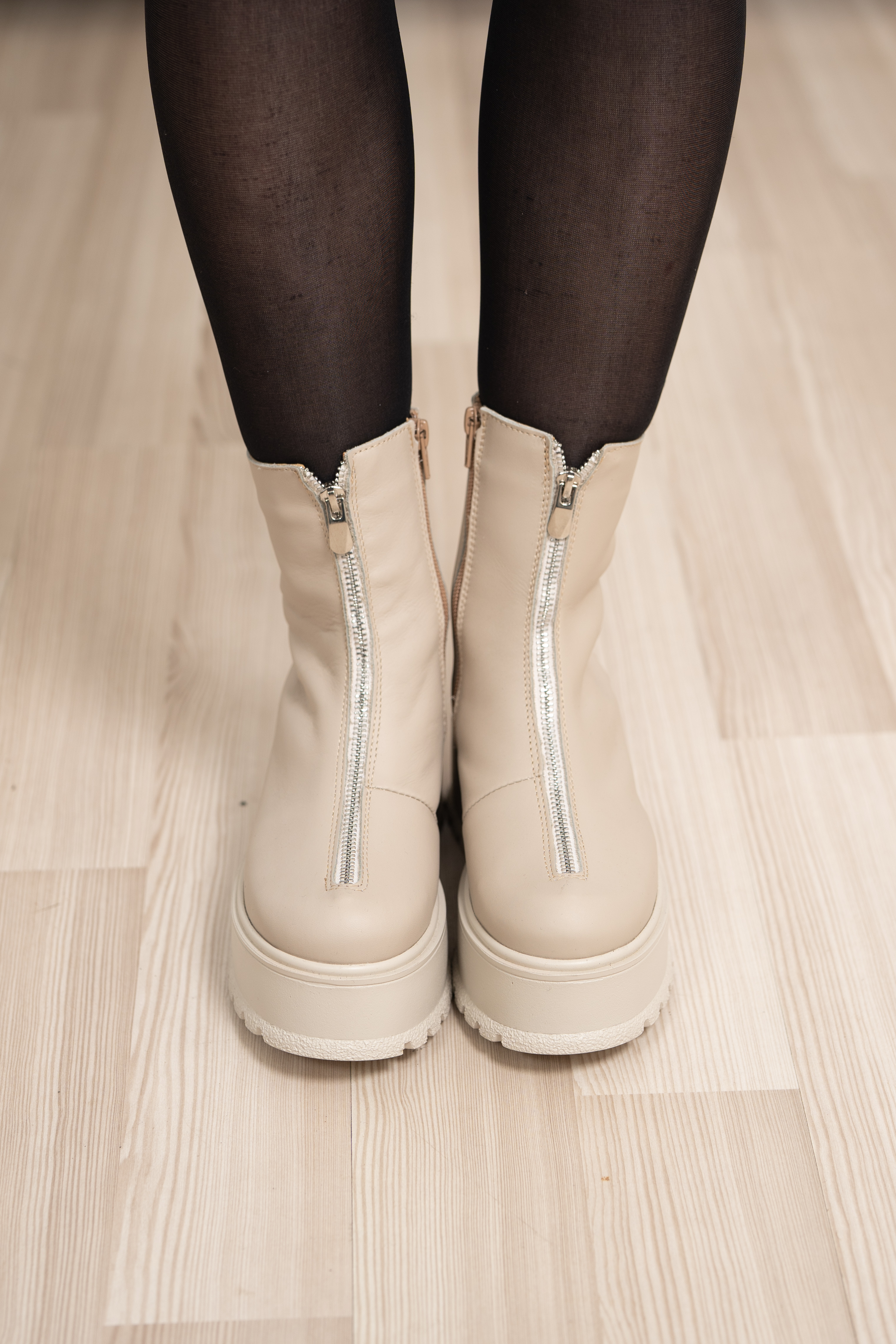 Ghete dama, Glemis, piele naturala - Cod: IB-765, Culoare: Bej Box, Marime: 38 (24.2 cm)