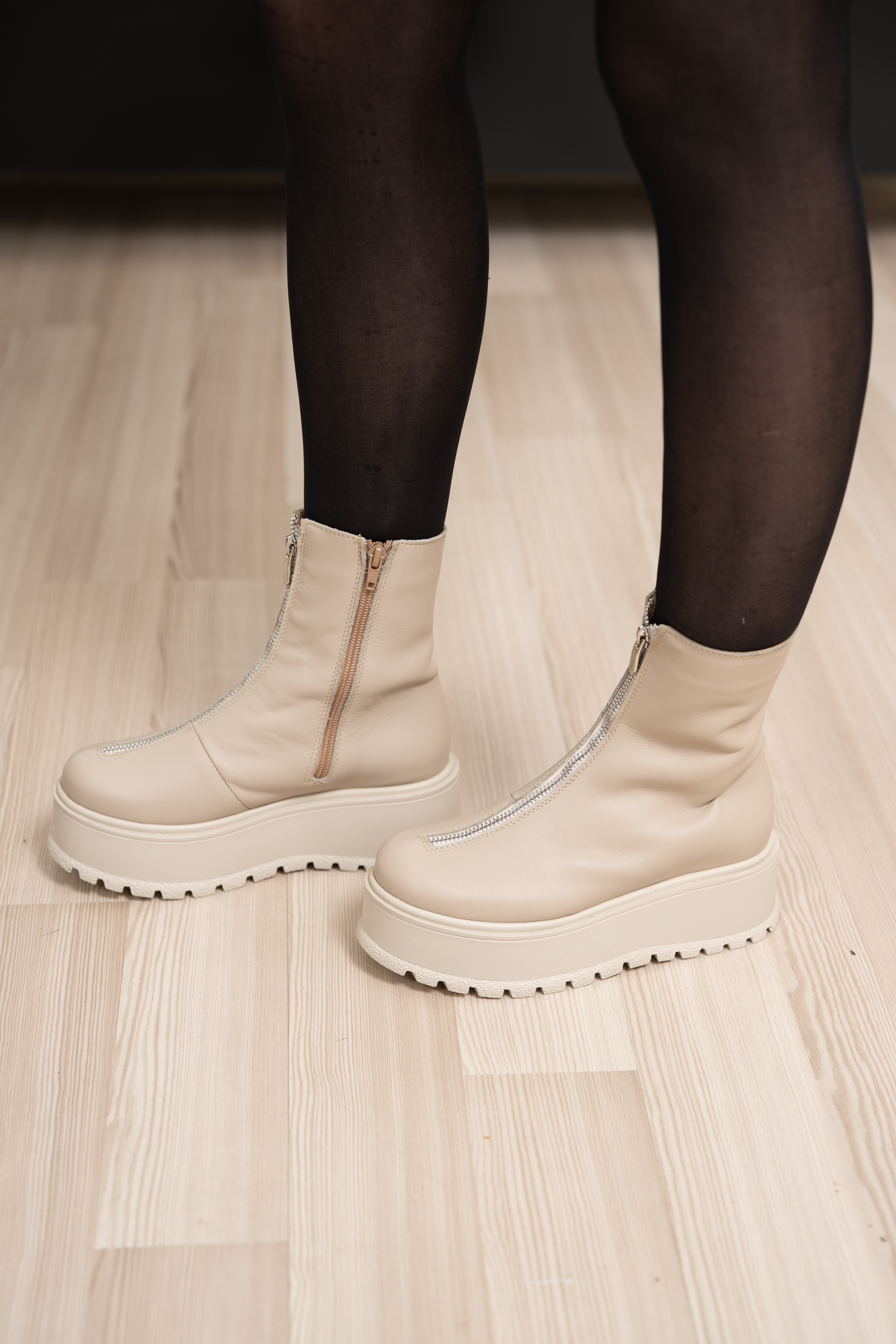 Ghete dama, Glemis, piele naturala - Cod: IB-765, Culoare: Bej Box, Marime: 38 (24.2 cm)