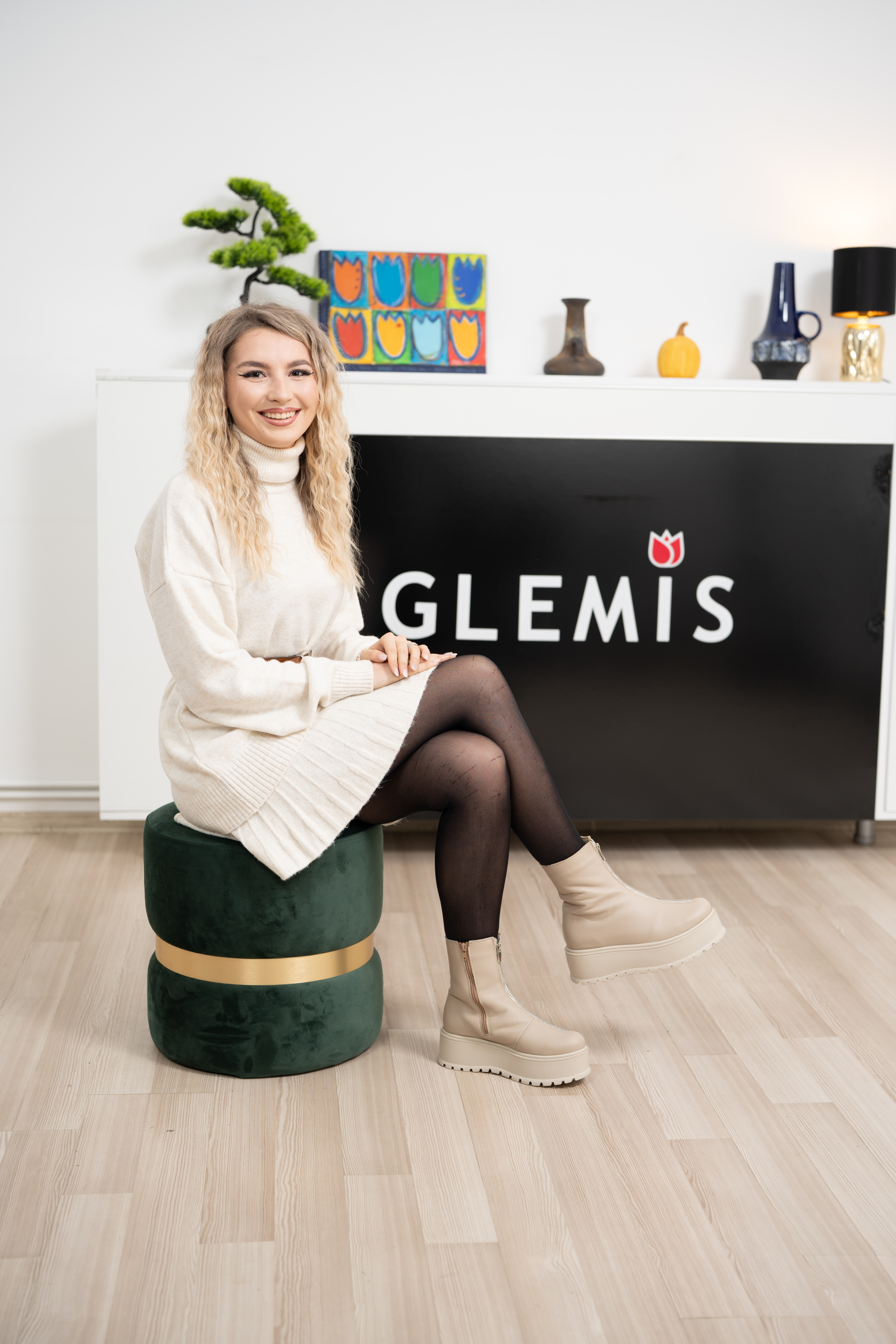 Ghete dama, Glemis, piele naturala - Cod: IB-765, Culoare: Bej Box, Marime: 38 (24.2 cm)