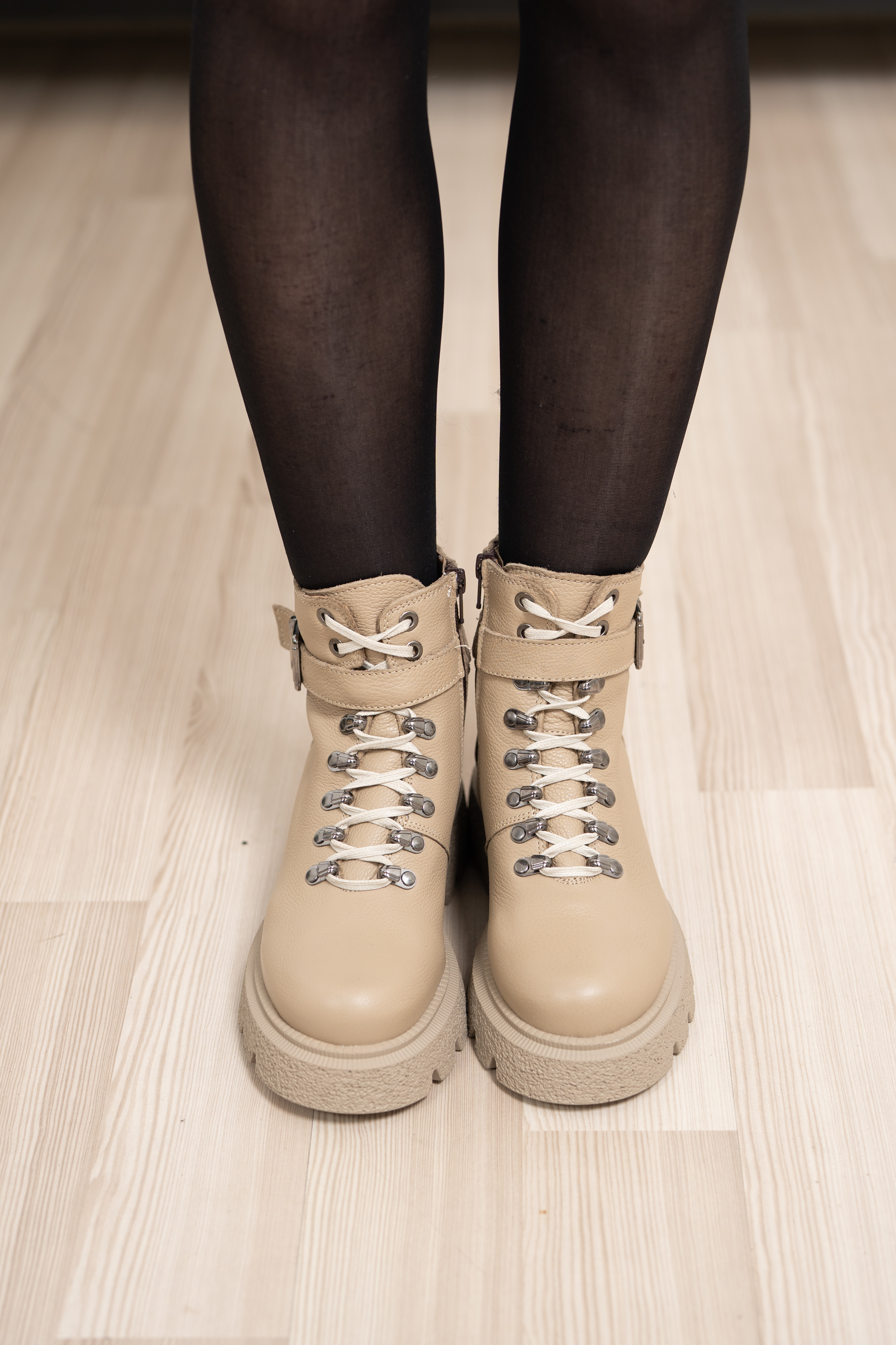 Ghete dama, Glemis, piele naturala - Cod: IB-920, Culoare: Bej Bizon, Marime: 39 (25.9 cm)