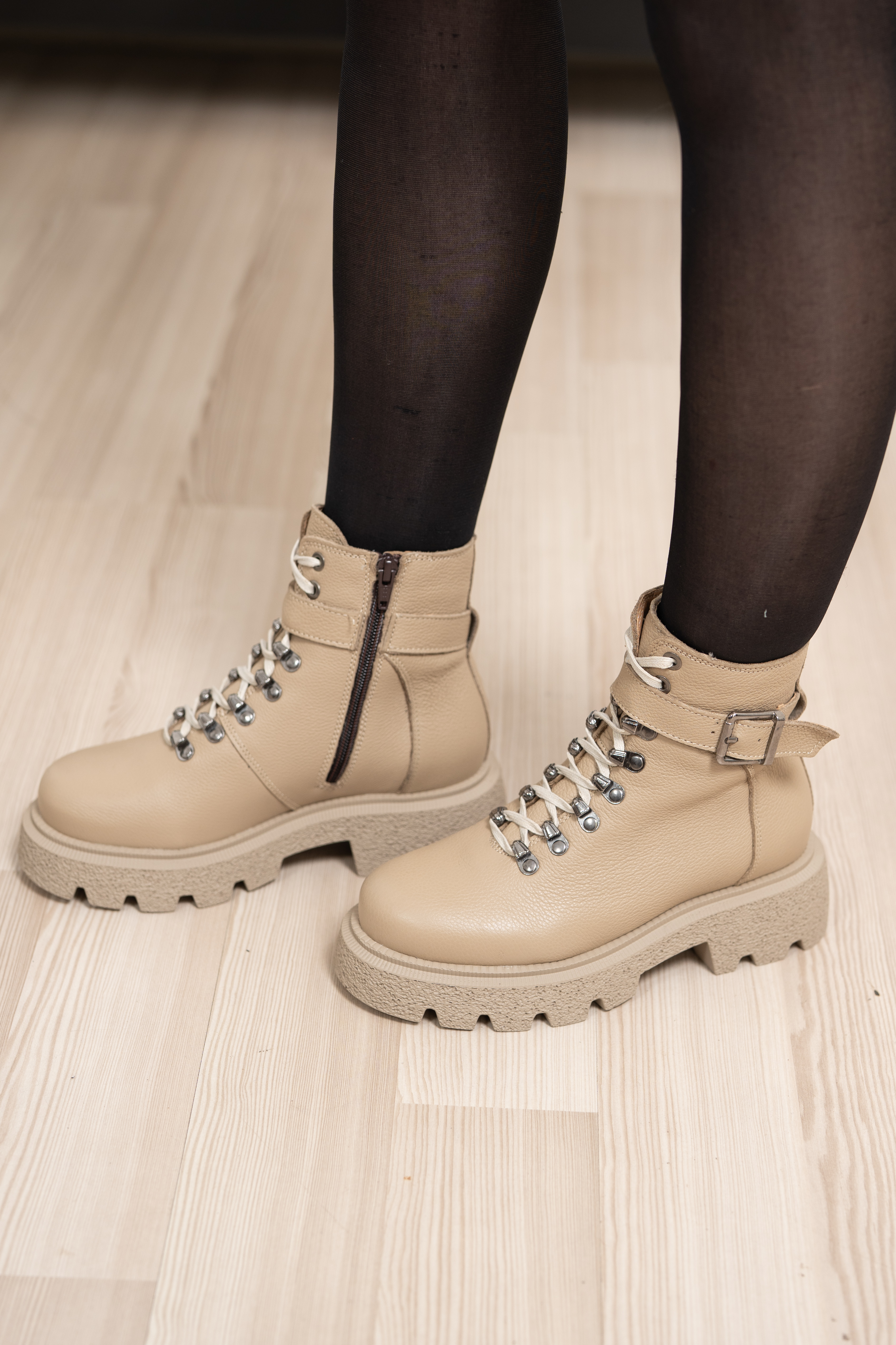 Ghete dama, Glemis, piele naturala - Cod: IB-920, Culoare: Bej Bizon, Marime: 39 (25.9 cm)