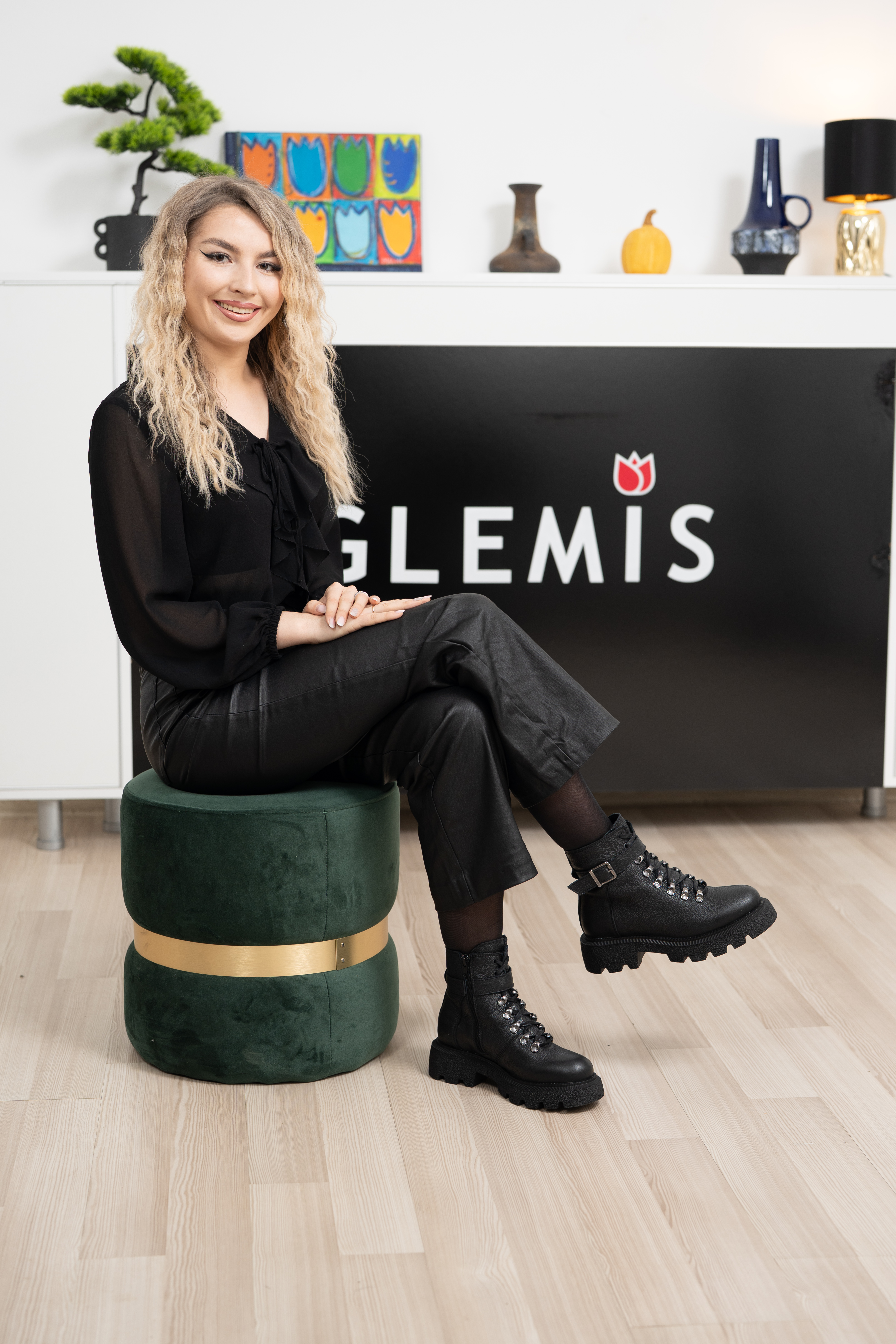 Ghete dama, Glemis, piele naturala - Cod: IB-920, Culoare: Negru Bizon, Marime: 38 (25.2 cm)