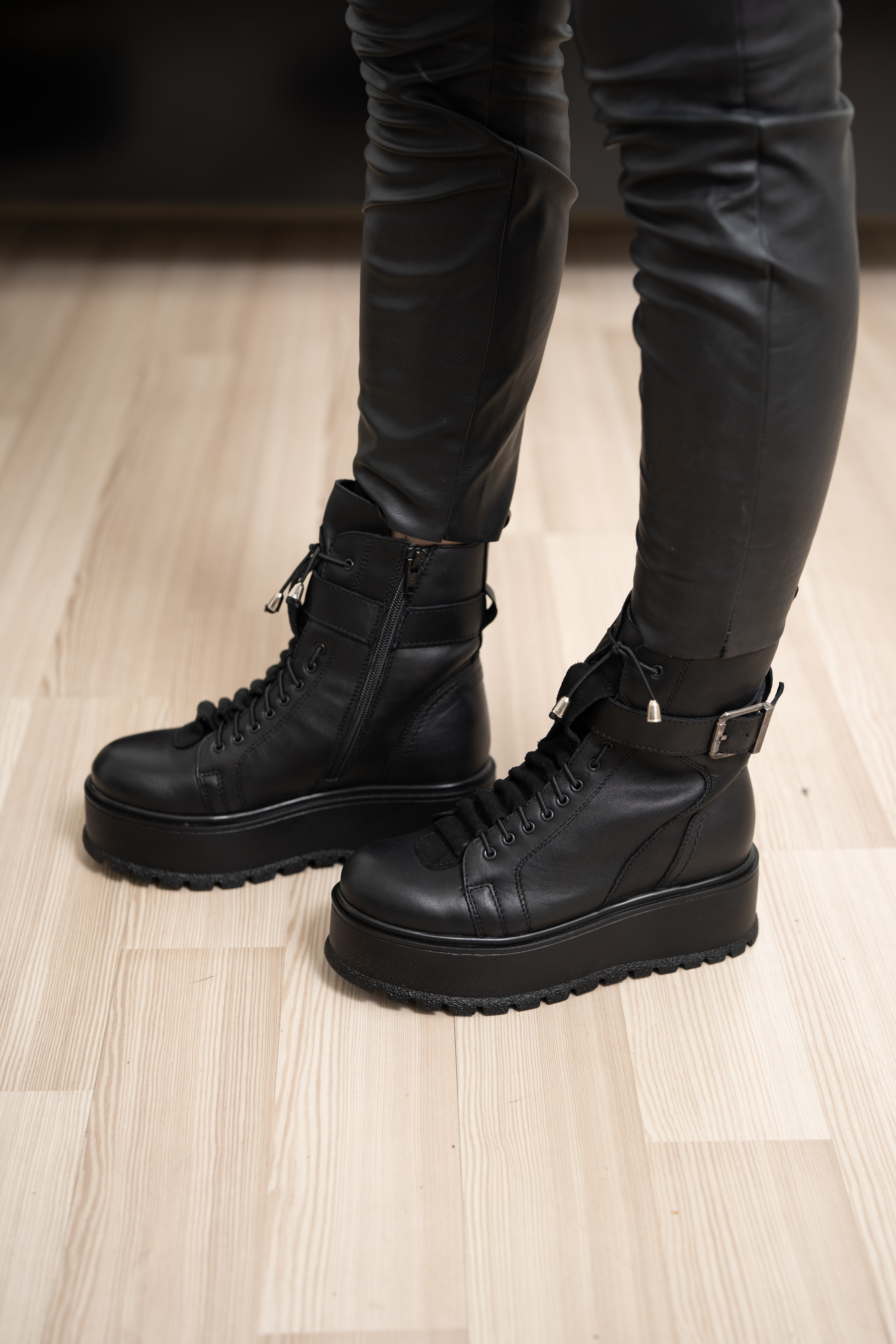 Ghete dama, Glemis, piele naturala - Cod: IB-750, Culoare: Negru Box, Marime: 38 (24.4 cm)