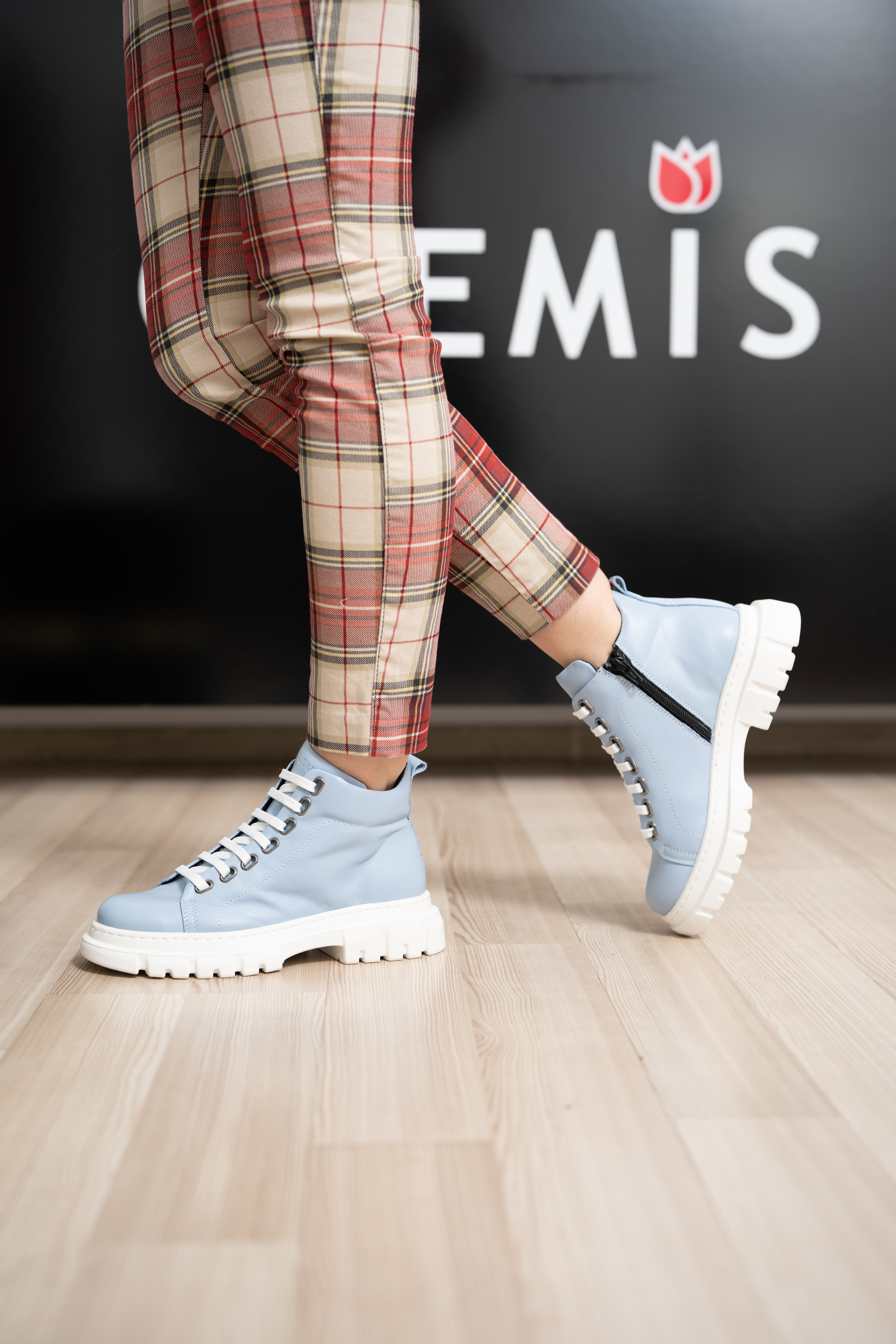 Ghete dama calapod lat, Glemis, piele naturala - Cod: Lejero, Culoare: Albastru Box, Marime: 38 (24.8 cm)