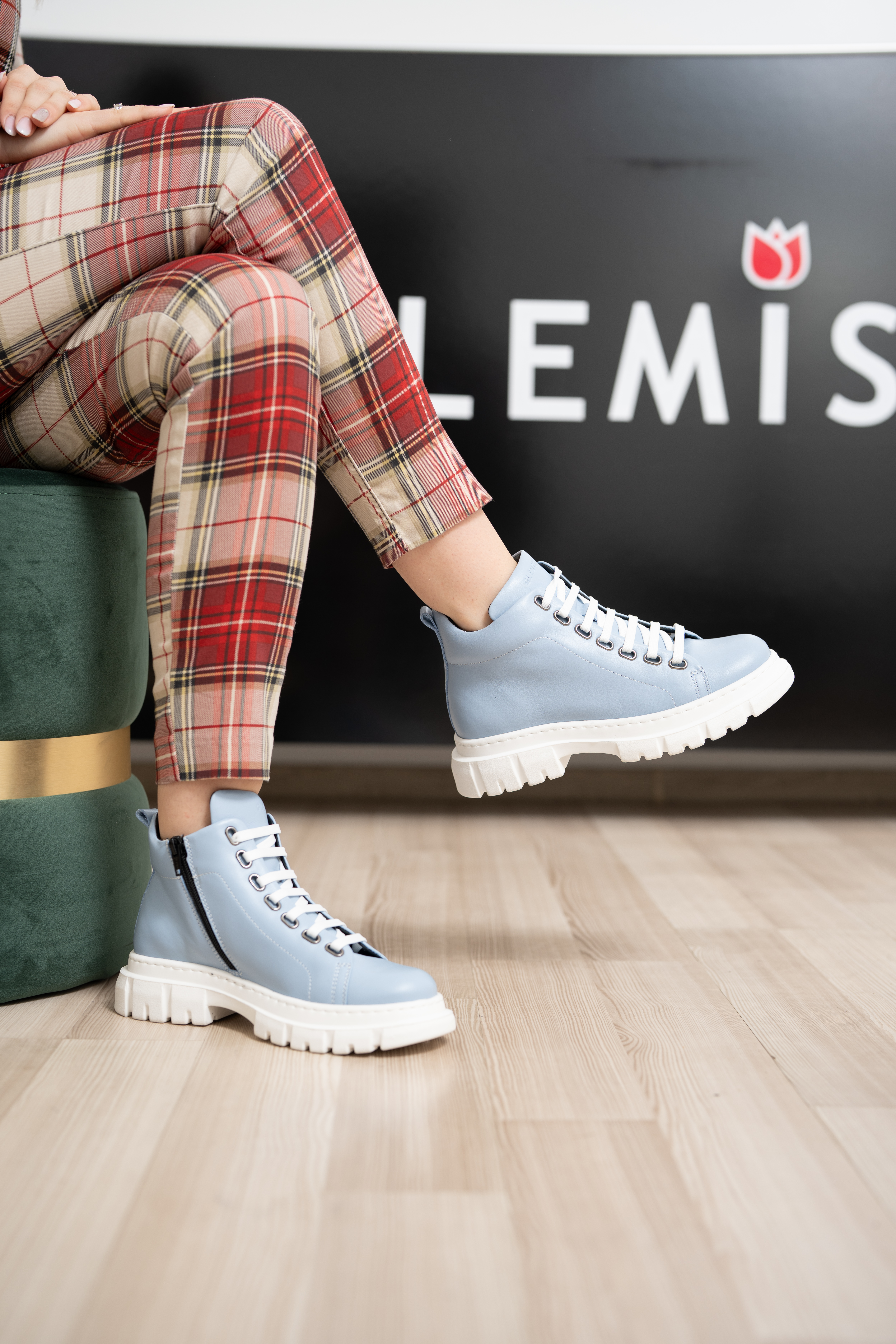 Ghete dama calapod lat, Glemis, piele naturala - Cod: Lejero, Culoare: Albastru Box, Marime: 38 (24.8 cm)