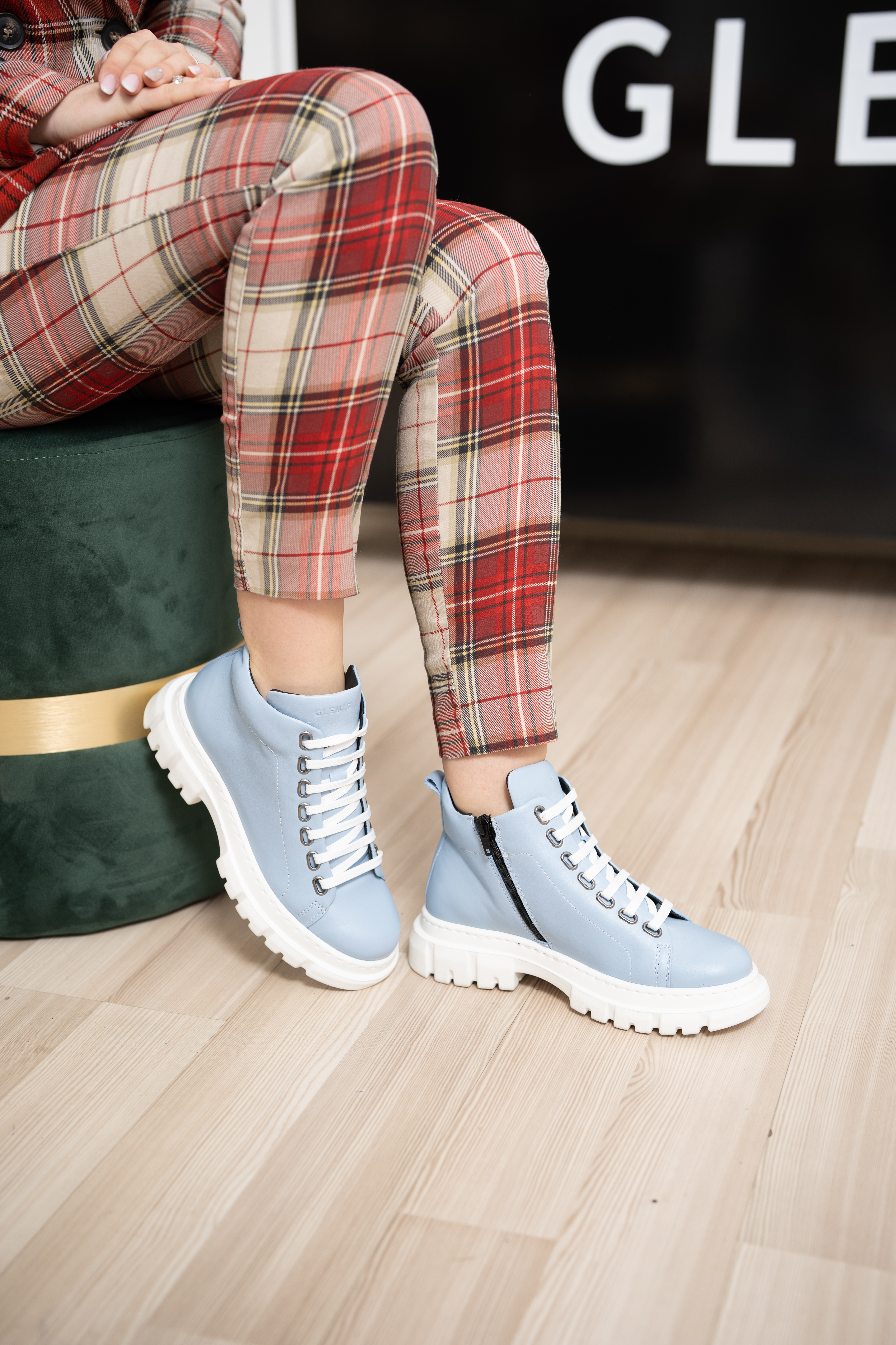 Ghete dama calapod lat, Glemis, piele naturala - Cod: Lejero, Culoare: Albastru Box, Marime: 38 (24.8 cm)