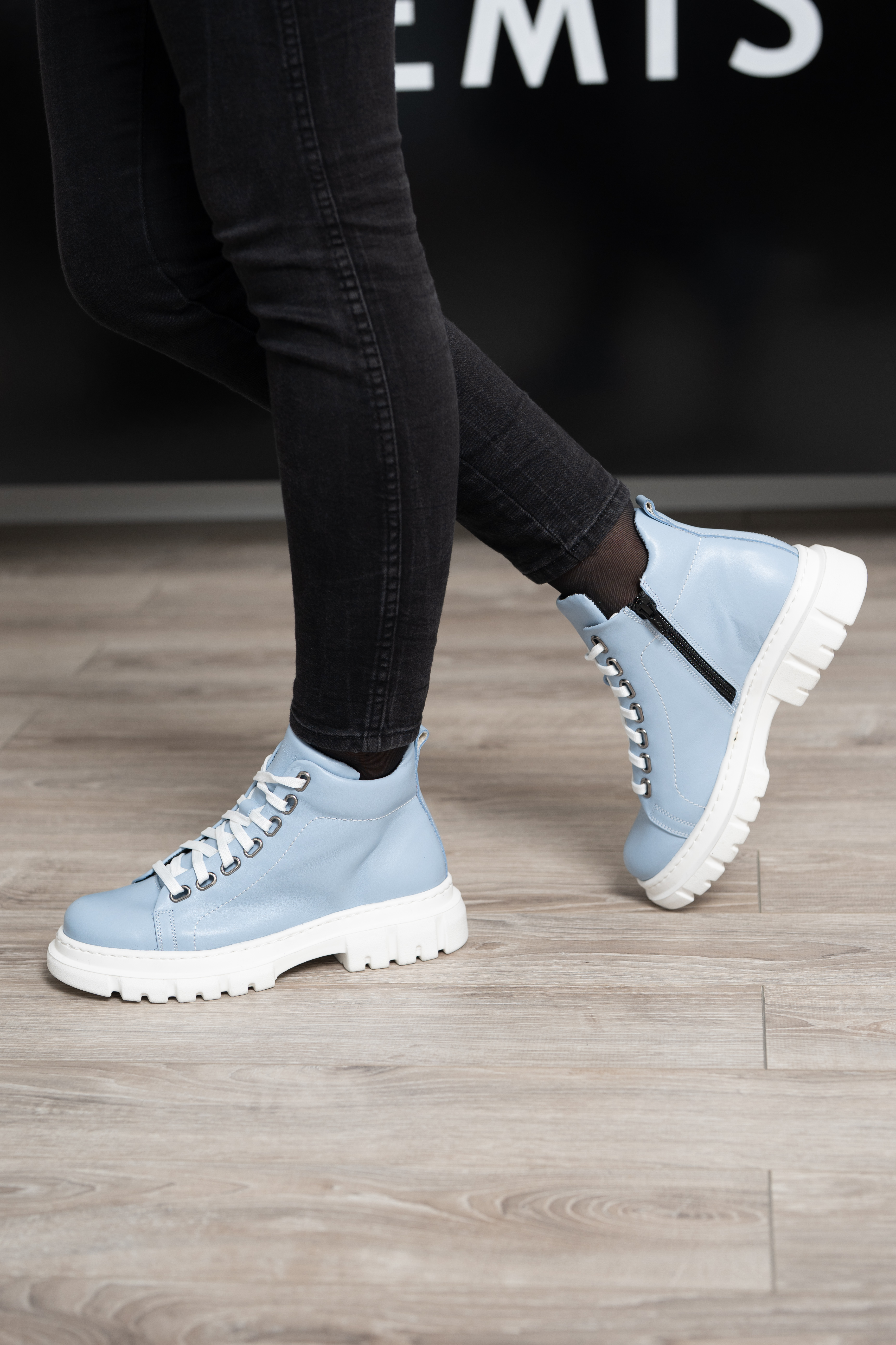 Ghete dama calapod lat, Glemis, piele naturala - Cod: Lejero, Culoare: Albastru Box, Marime: 38 (24.8 cm)