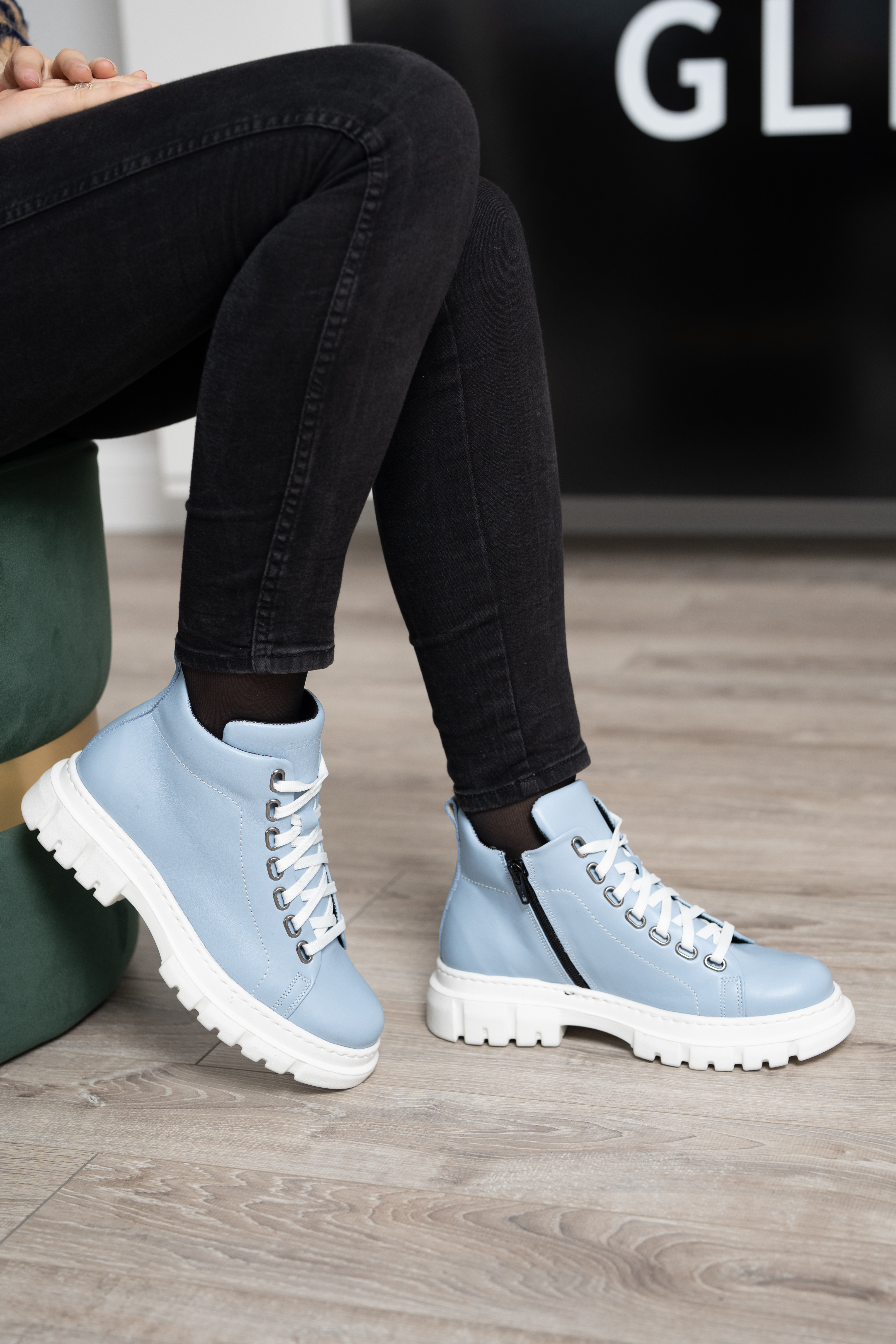 Ghete dama calapod lat, Glemis, piele naturala - Cod: Lejero, Culoare: Albastru Box, Marime: 38 (24.8 cm)