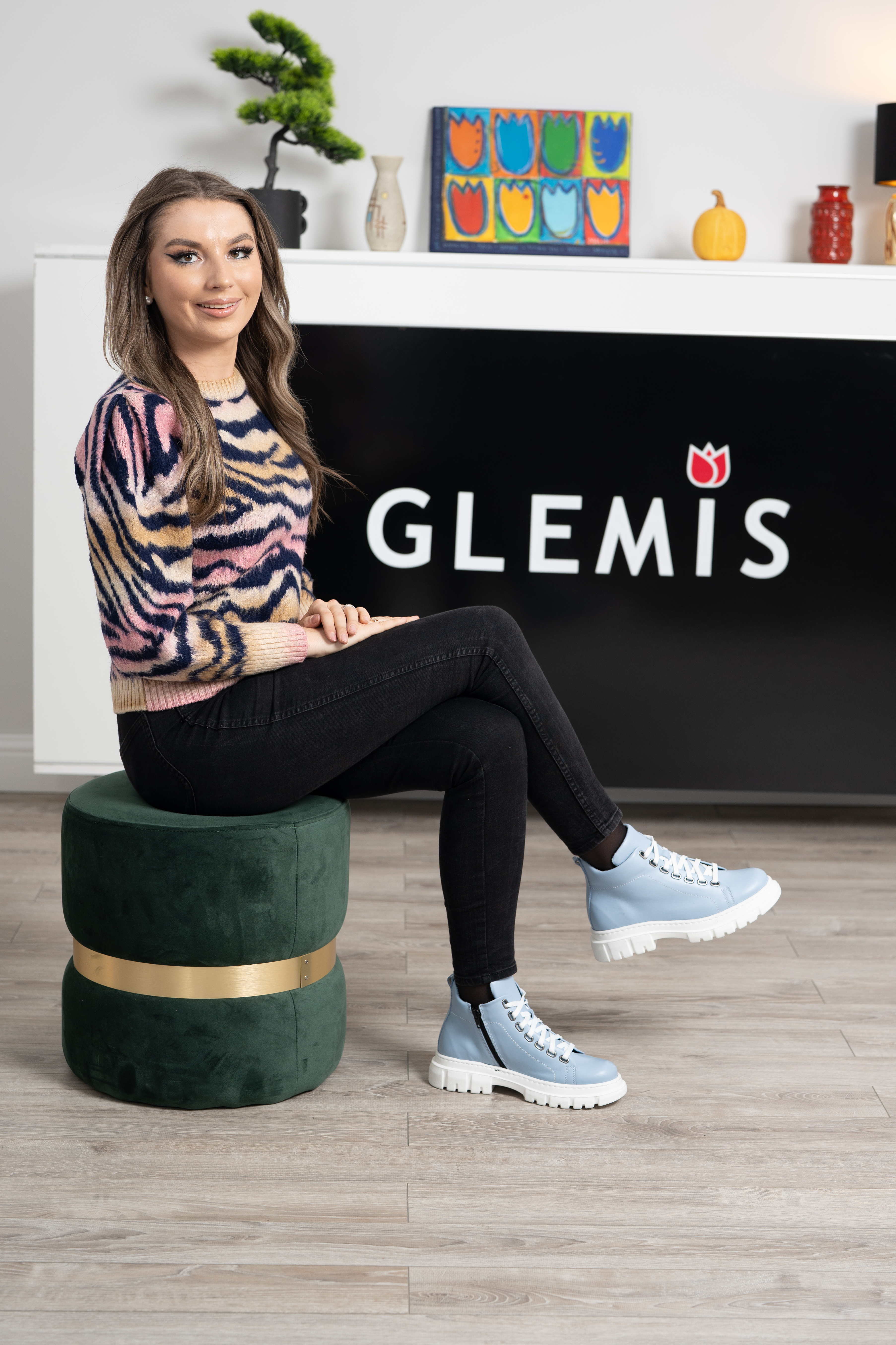 Ghete dama calapod lat, Glemis, piele naturala - Cod: Lejero, Culoare: Albastru Box, Marime: 38 (24.8 cm)