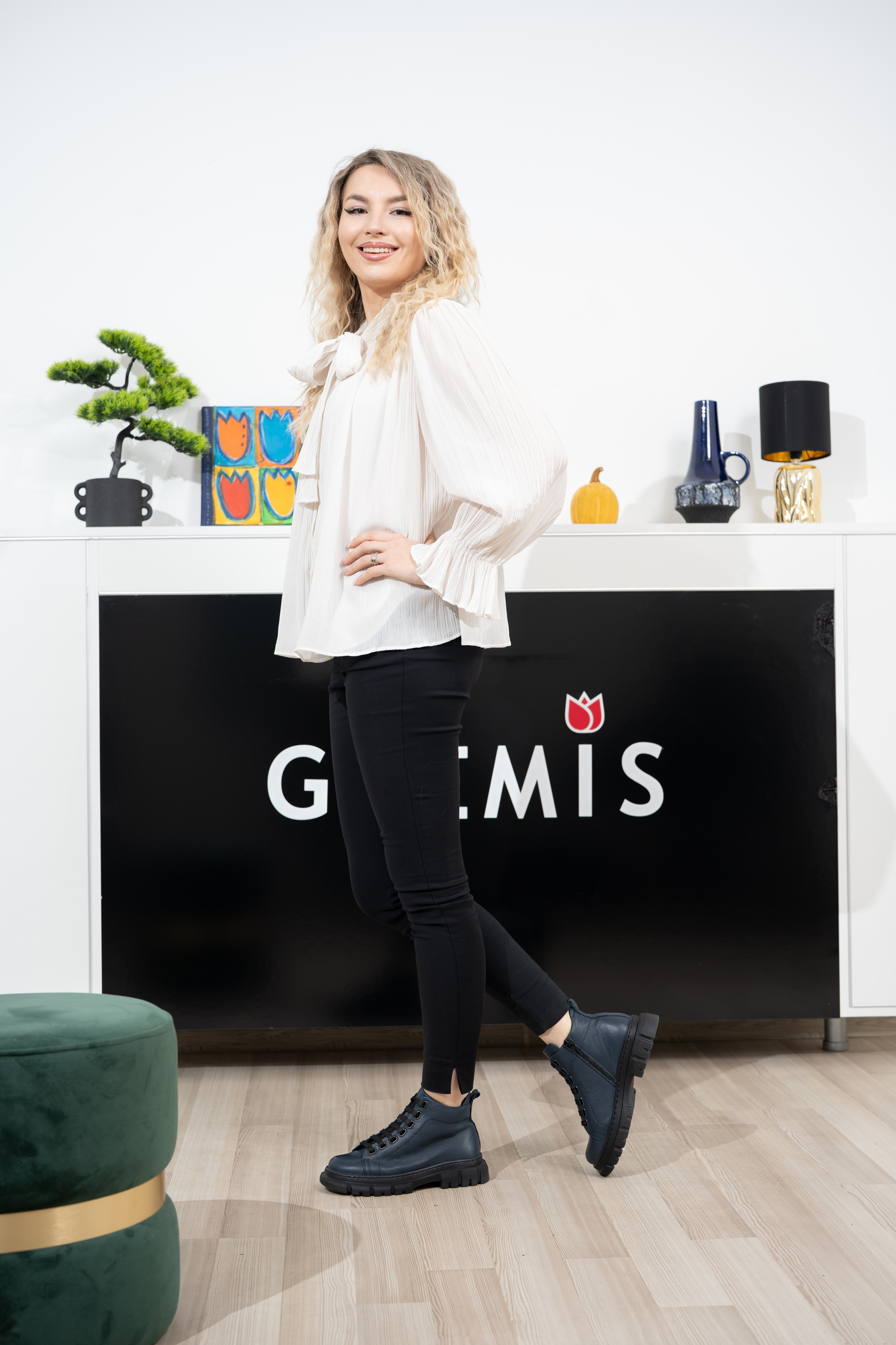 Ghete dama calapod lat, Glemis, piele naturala - Cod: Lejero, Culoare: Blue Bizon, Marime: 38 (24.8 cm)