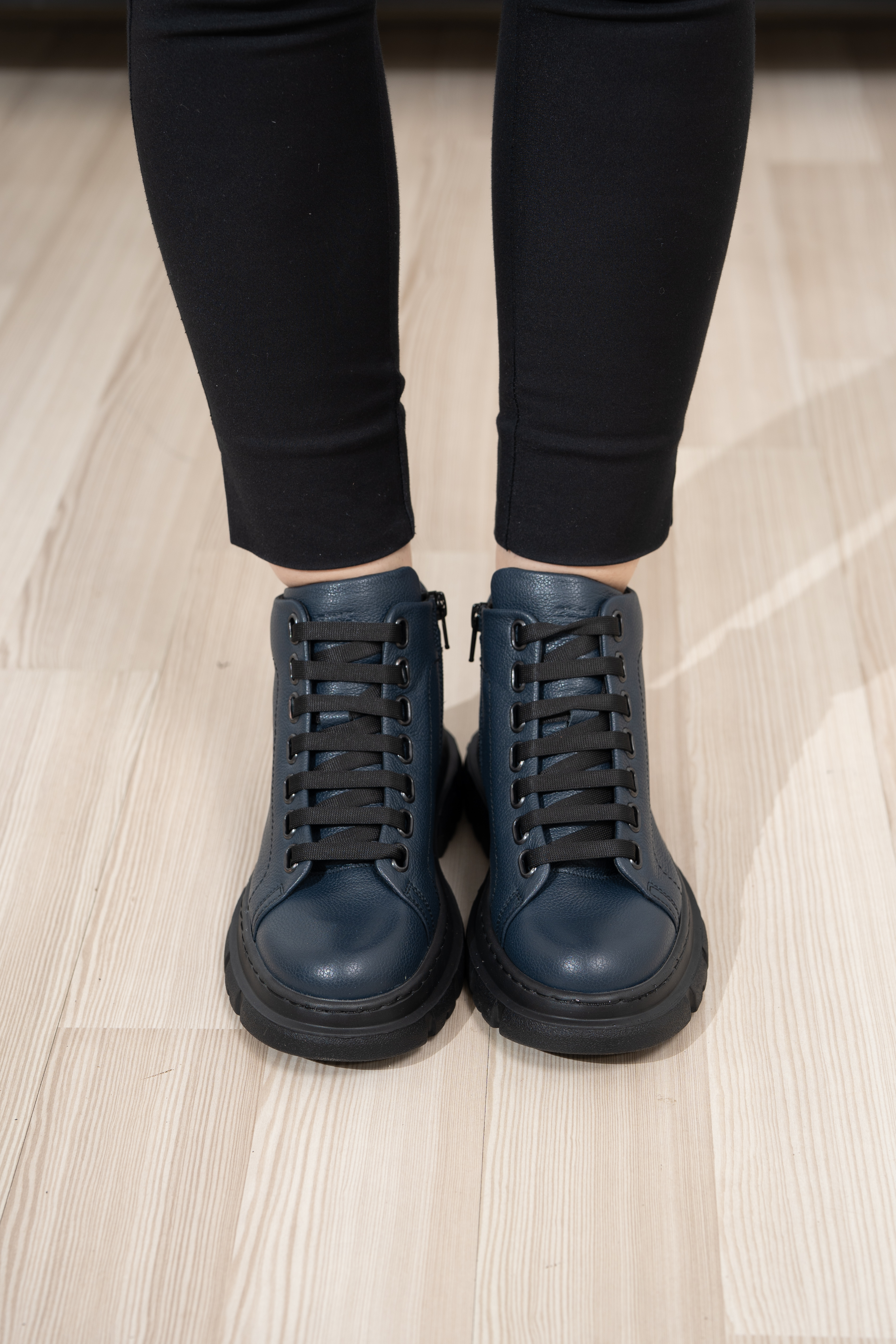 Ghete dama calapod lat, Glemis, piele naturala - Cod: Lejero, Culoare: Blue Bizon, Marime: 38 (24.8 cm)