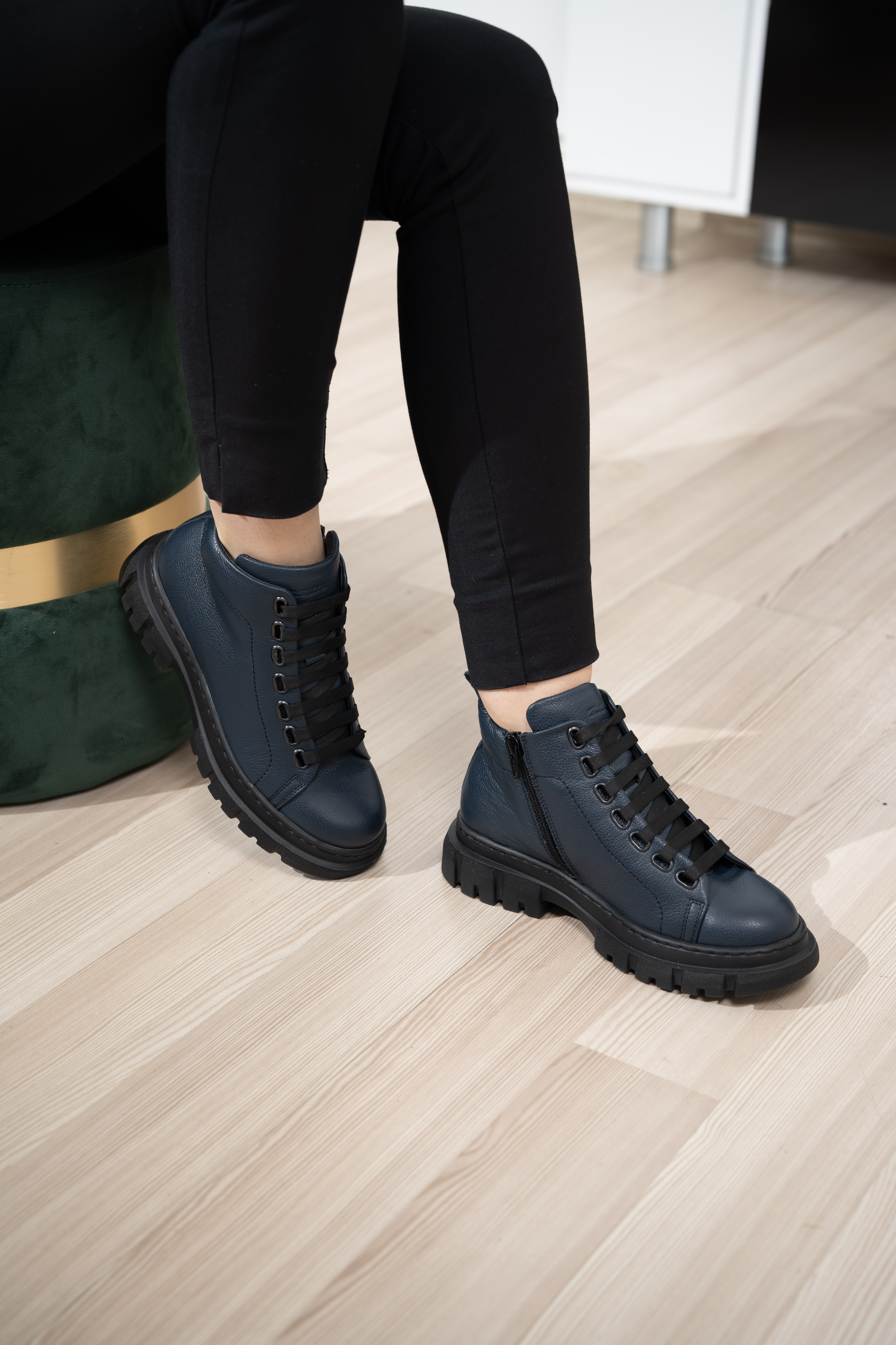 Ghete dama calapod lat, Glemis, piele naturala - Cod: Lejero, Culoare: Blue Bizon, Marime: 38 (24.8 cm)