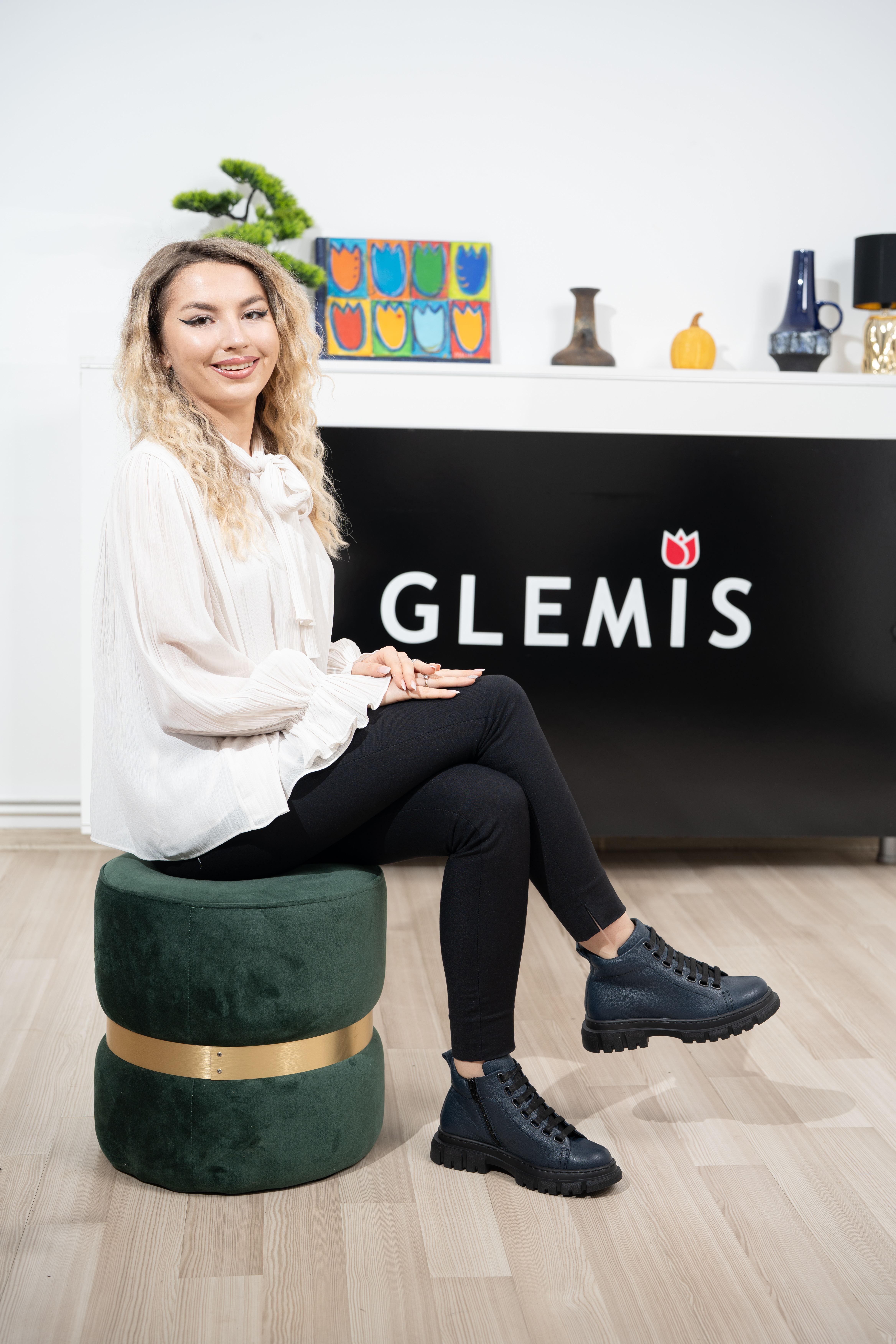 Ghete dama calapod lat, Glemis, piele naturala - Cod: Lejero, Culoare: Blue Bizon, Marime: 38 (24.8 cm)