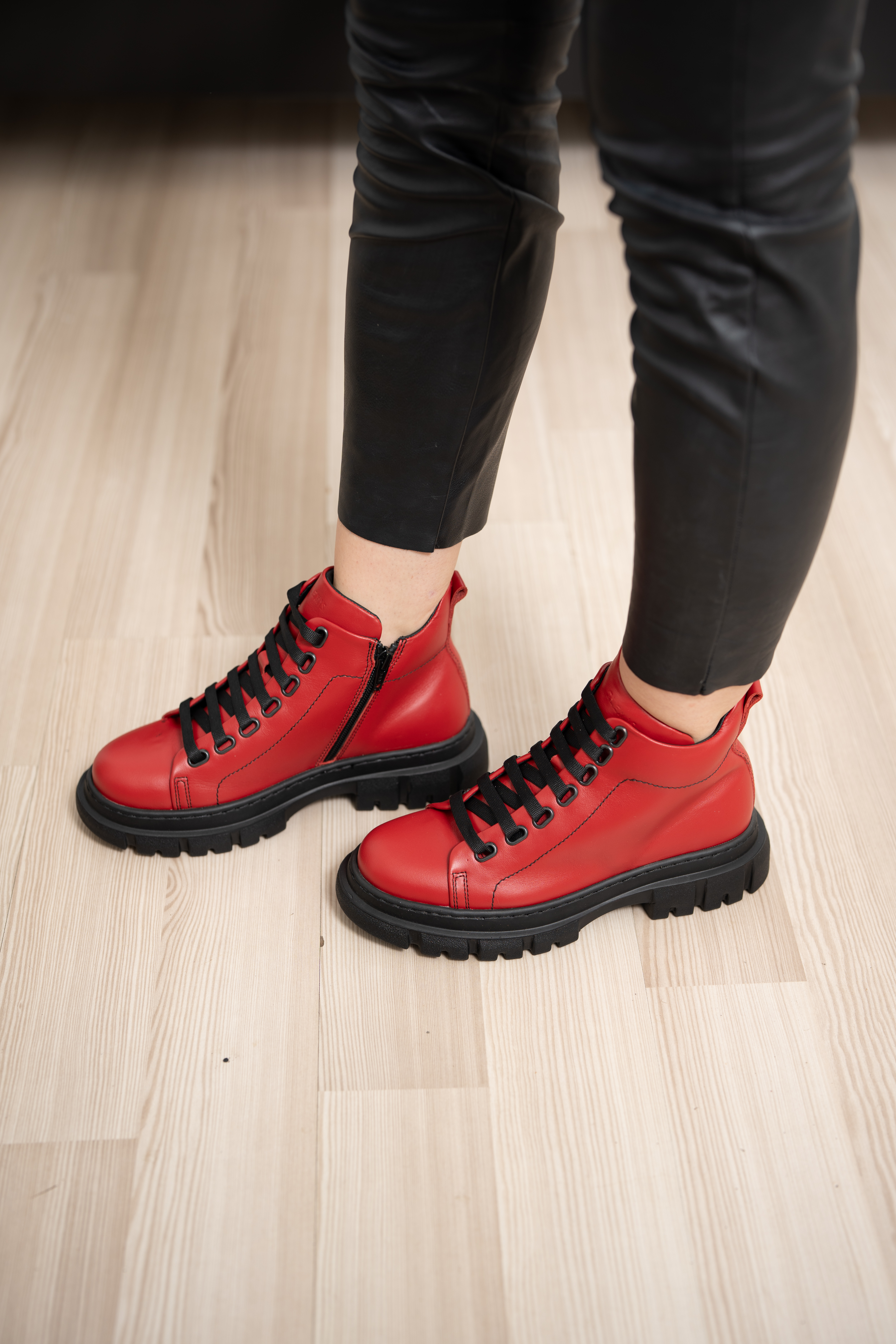 Ghete dama calapod lat, Glemis, piele naturala - Cod: Lejero, Culoare: Rosu Box, Marime: 38 (24.8 cm)