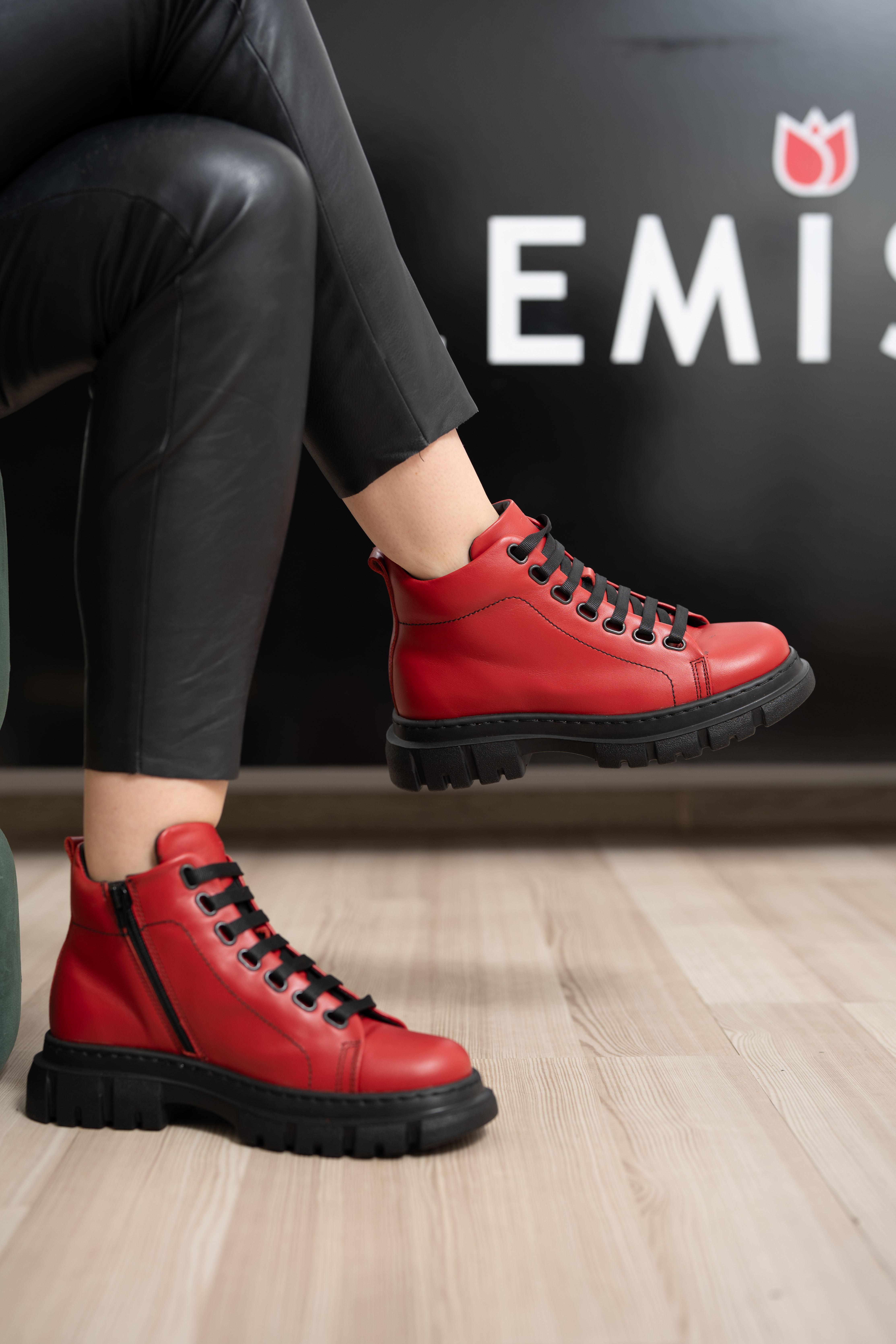 Ghete dama calapod lat, Glemis, piele naturala - Cod: Lejero, Culoare: Rosu Box, Marime: 38 (24.8 cm)