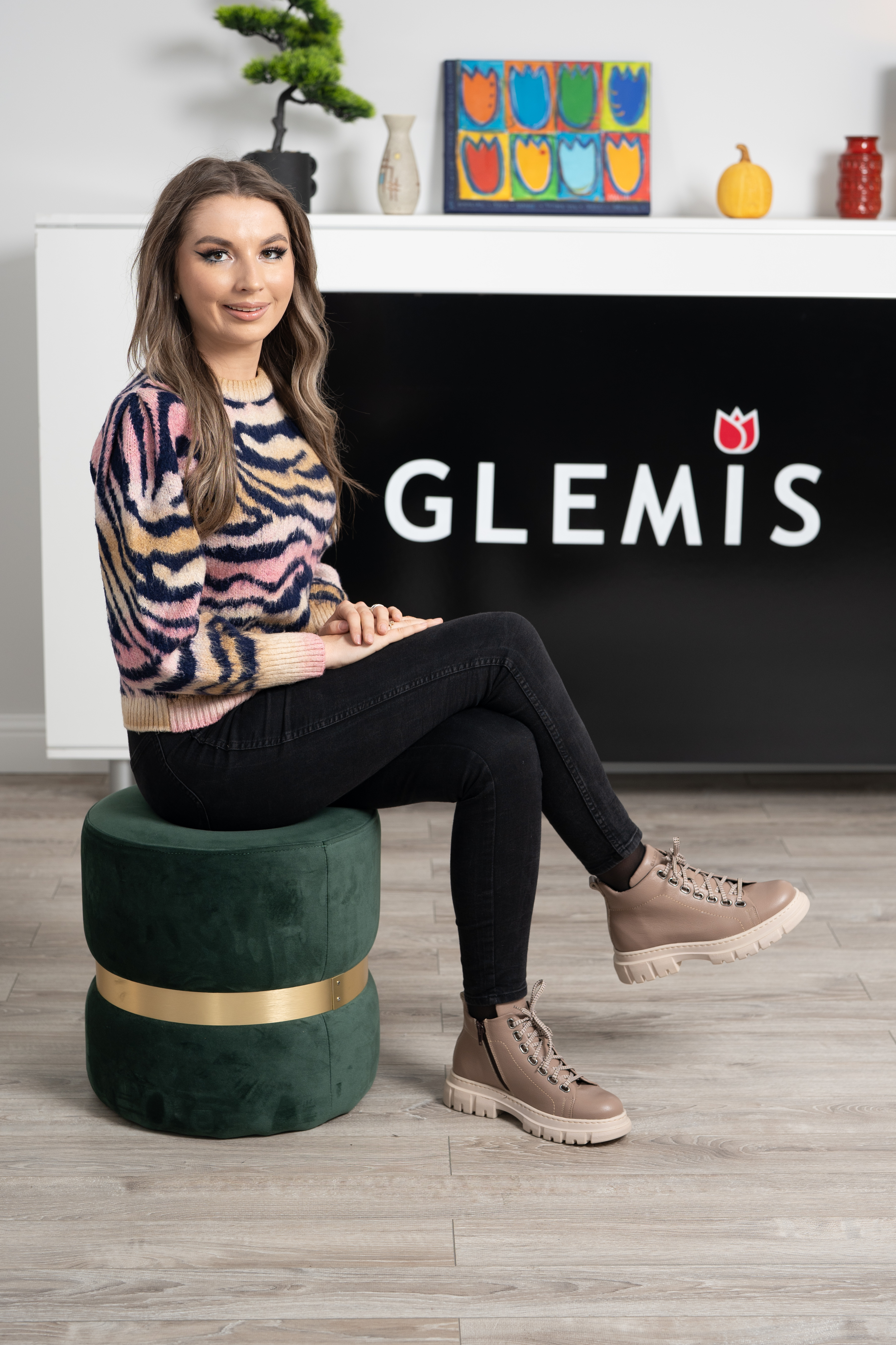 Ghete dama calapod lat, Glemis, piele naturala - Cod: Lejero, Culoare: Taupe Bizon, Marime: 38 (24.8 cm)