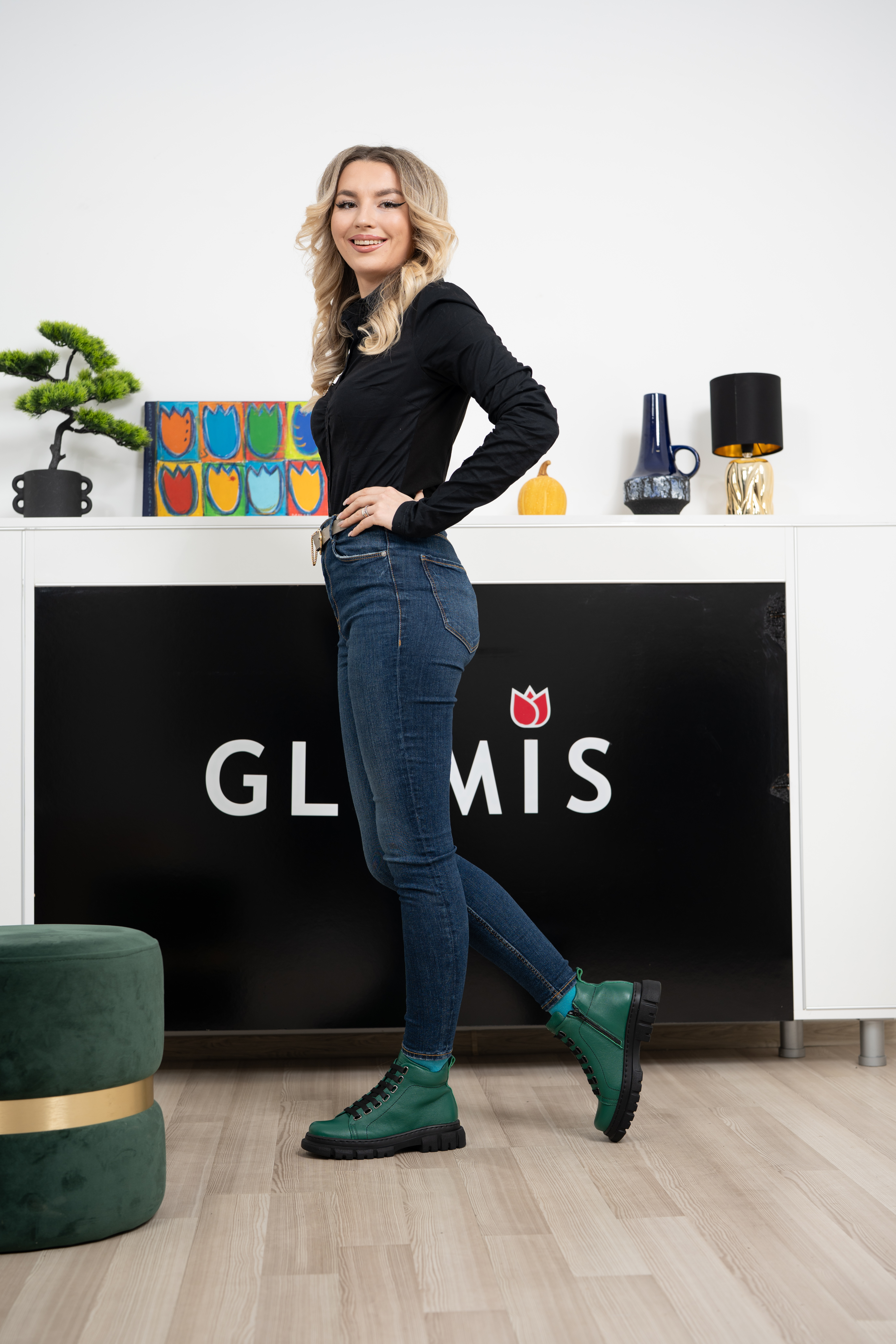 Ghete dama calapod lat, Glemis, piele naturala - Cod: Lejero, Culoare: Verde Bizon, Marime: 38 (24.8 cm)