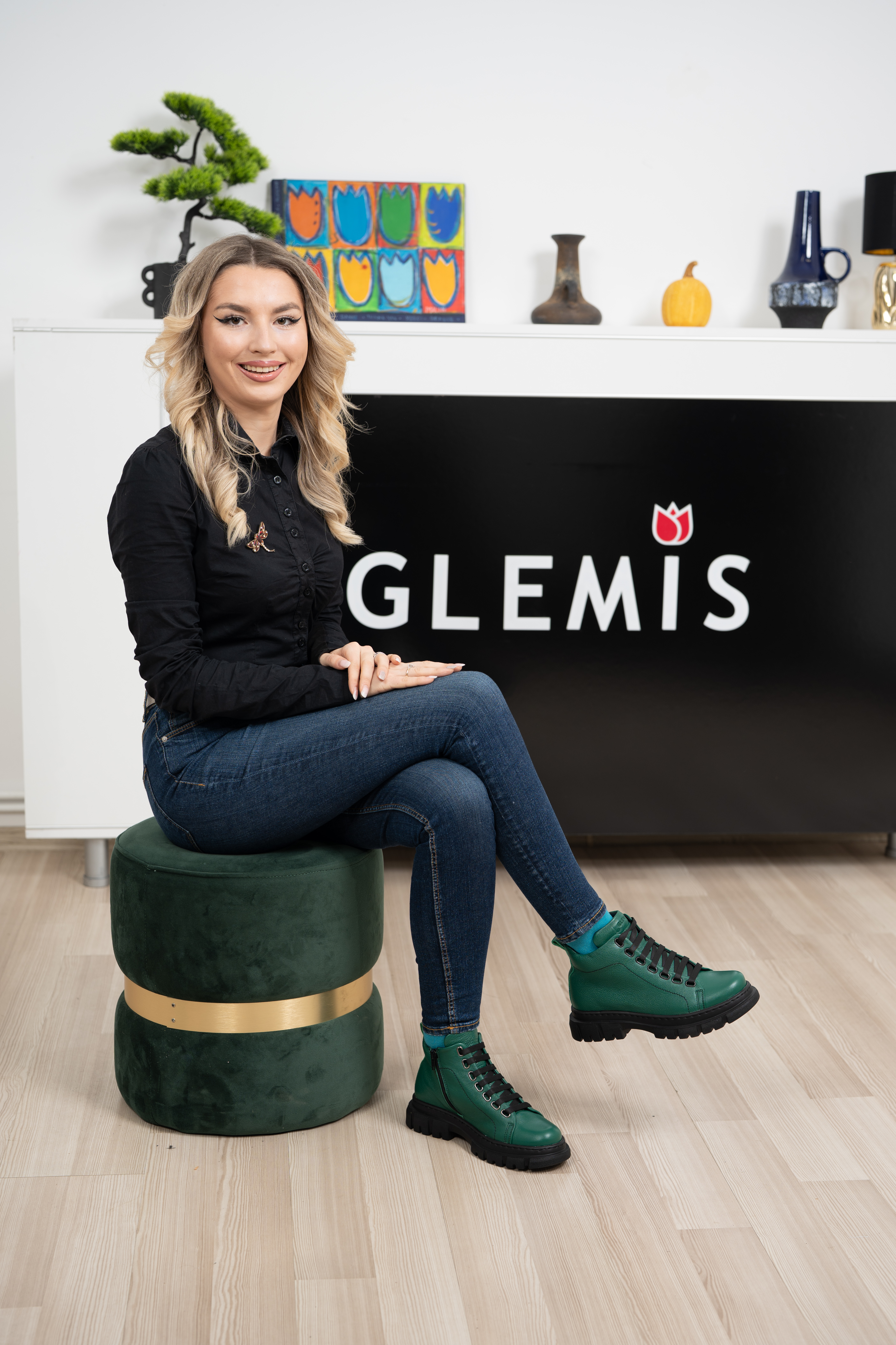 Ghete dama calapod lat, Glemis, piele naturala - Cod: Lejero, Culoare: Verde Bizon, Marime: 38 (24.8 cm)