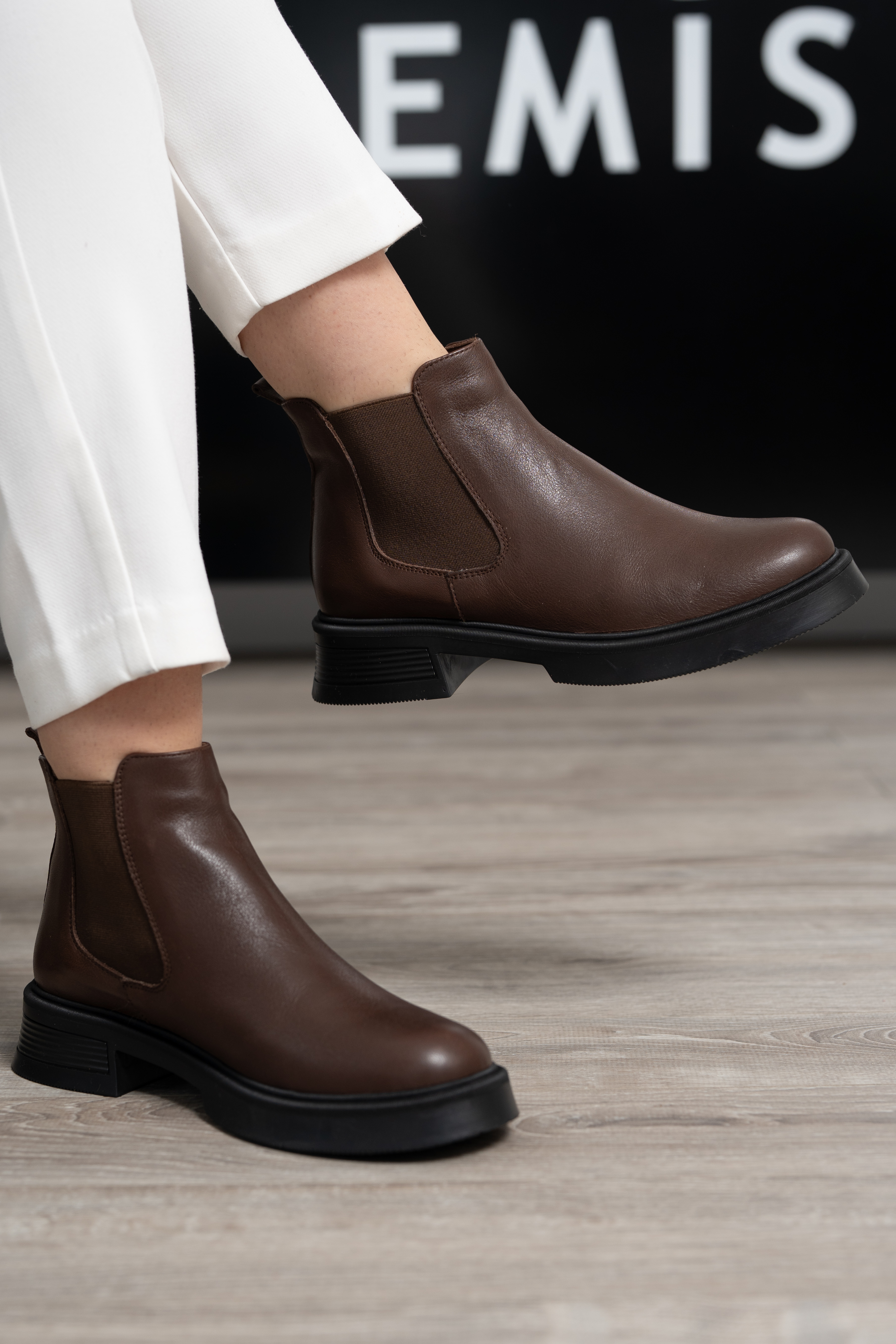 Ghete dama, Glemis, piele naturala - Cod: JD-cloe-1280, Culoare: Maro Box, Marime: 38 (24.8 cm)