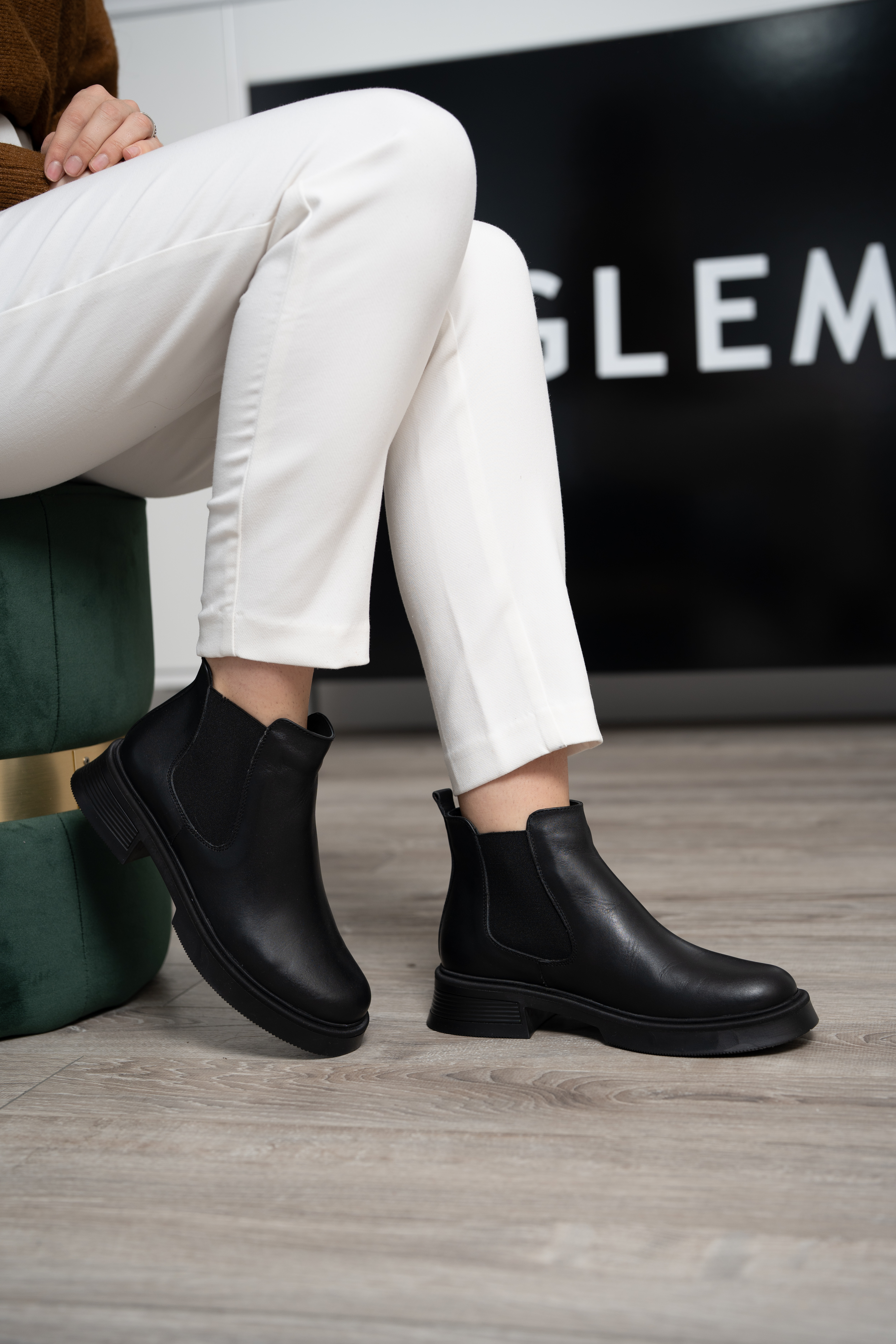 Ghete dama, Glemis, piele naturala - Cod: JD-cloe-1280, Culoare: Negru Box, Marime: 38 (24.8 cm)