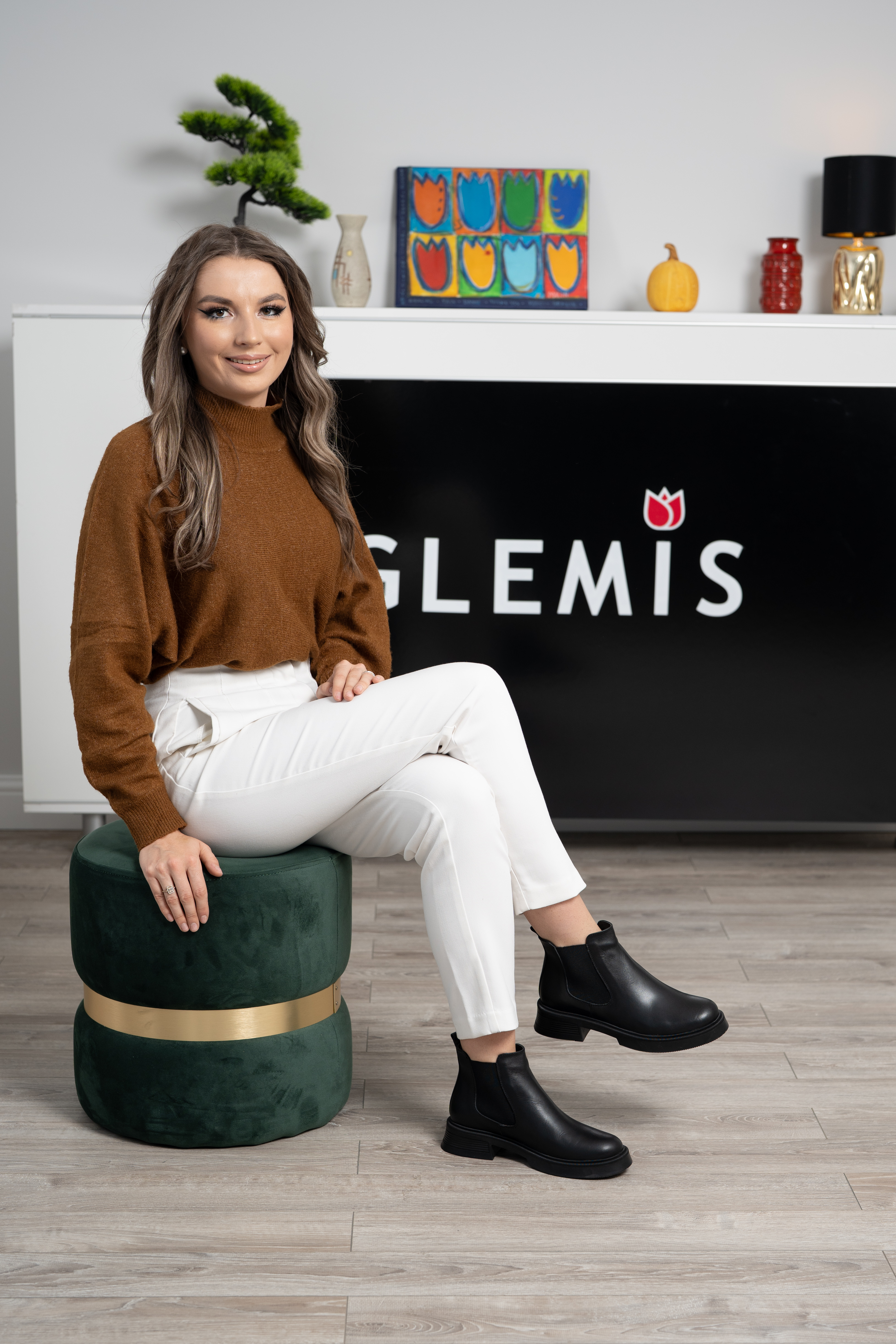 Ghete dama, Glemis, piele naturala - Cod: JD-cloe-1280, Culoare: Negru Box, Marime: 38 (24.8 cm)