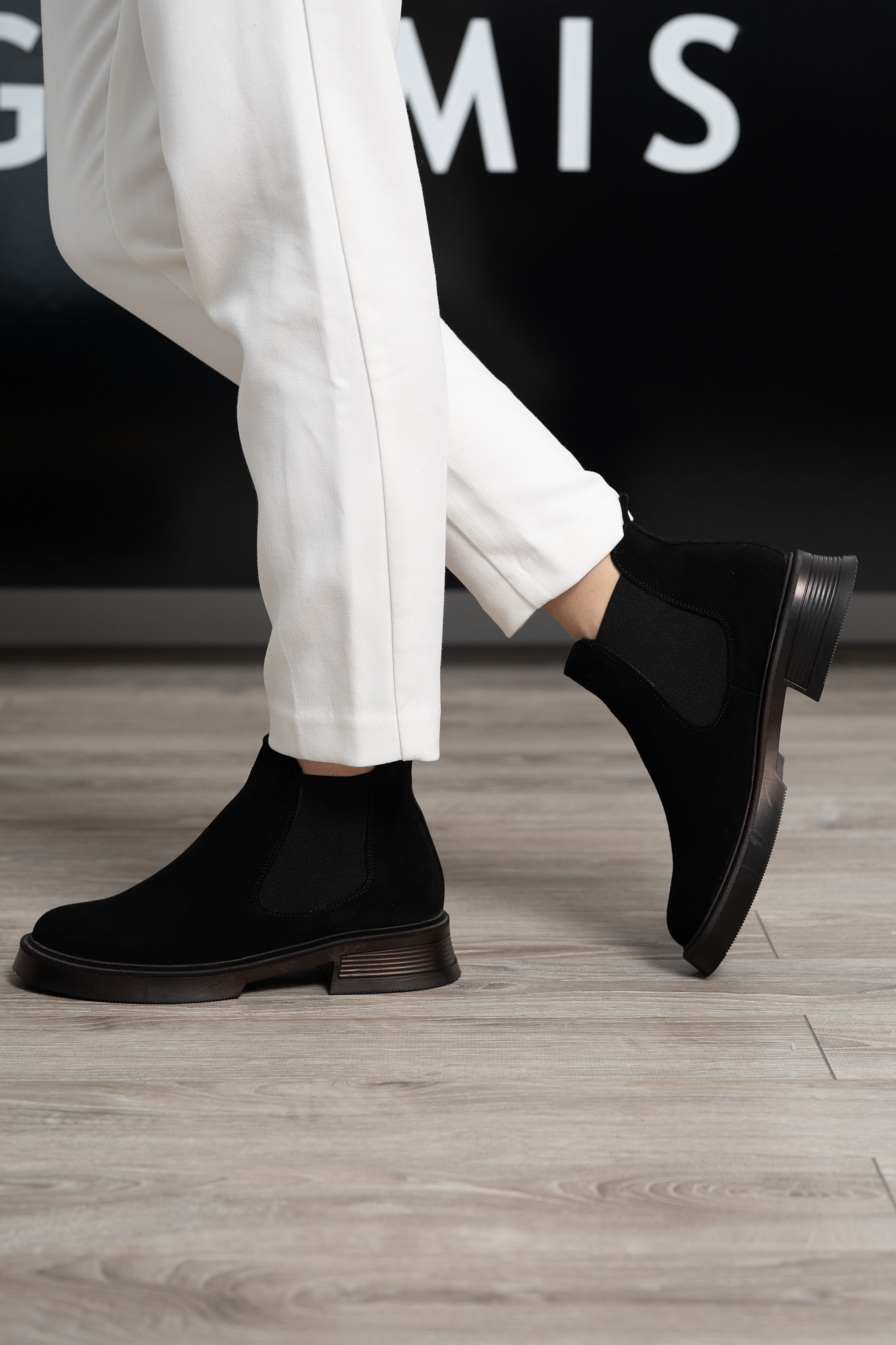 Ghete dama, Glemis, piele naturala - Cod: JD-cloe-1280, Culoare: Negru Velur, Marime: 38 (24.8 cm)