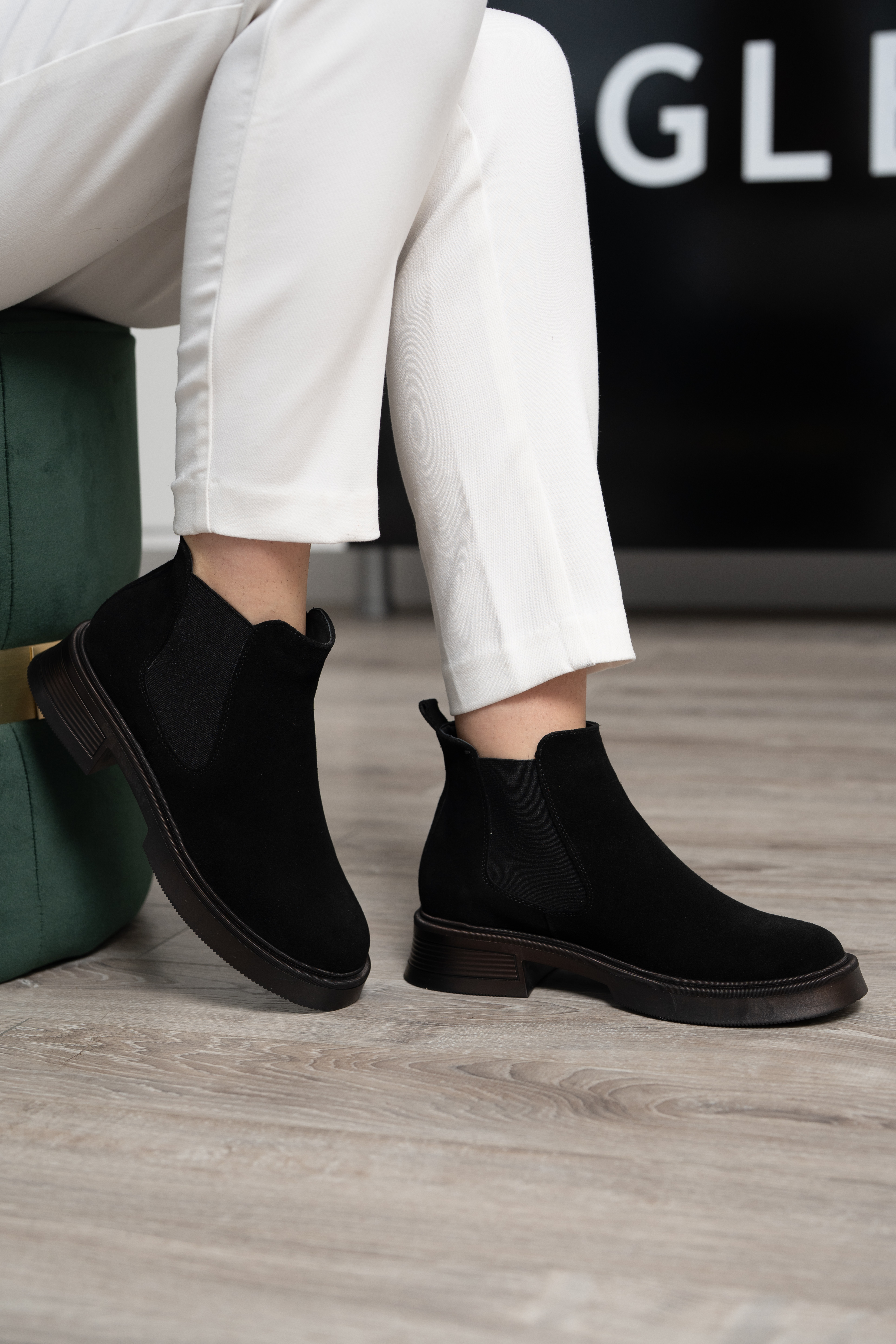 Ghete dama, Glemis, piele naturala - Cod: JD-cloe-1280, Culoare: Negru Velur, Marime: 38 (24.8 cm)