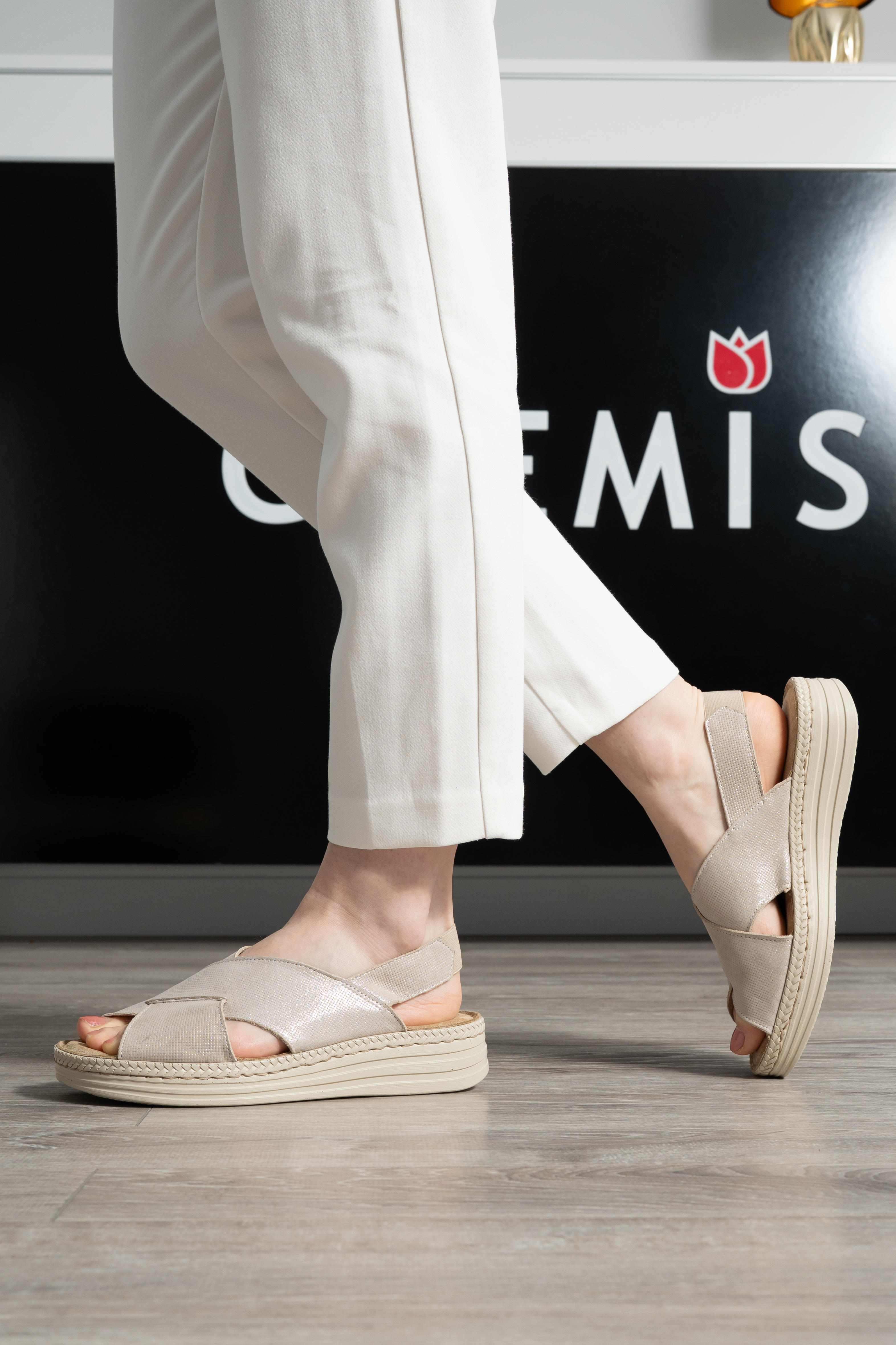 Sandale dama confort, Glemis, piele naturala - Model: Serina, Culoare: Argintiu, Marime: 38 (24.5 cm)