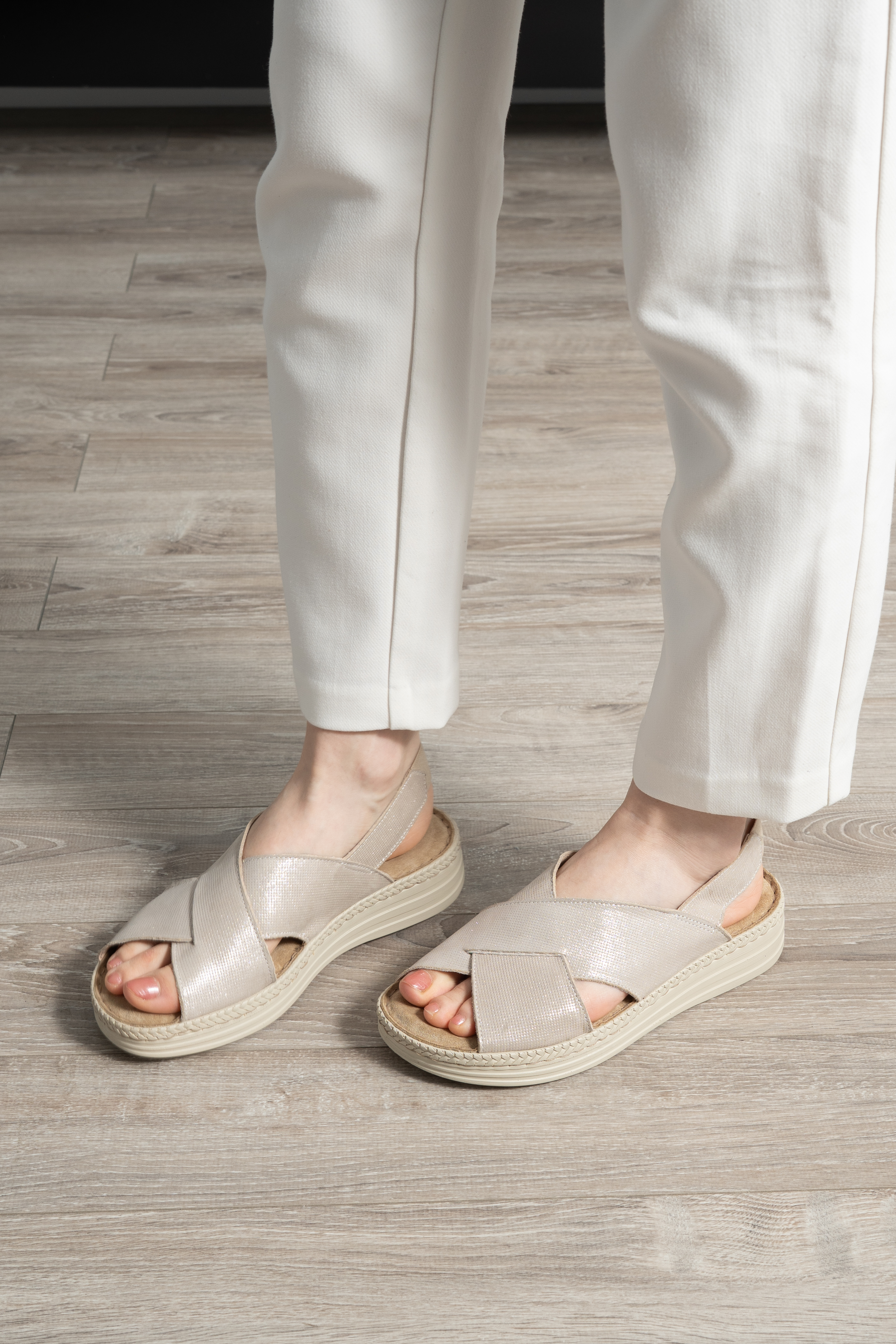 Sandale dama confort, Glemis, piele naturala - Model: Serina, Culoare: Argintiu, Marime: 38 (24.5 cm)