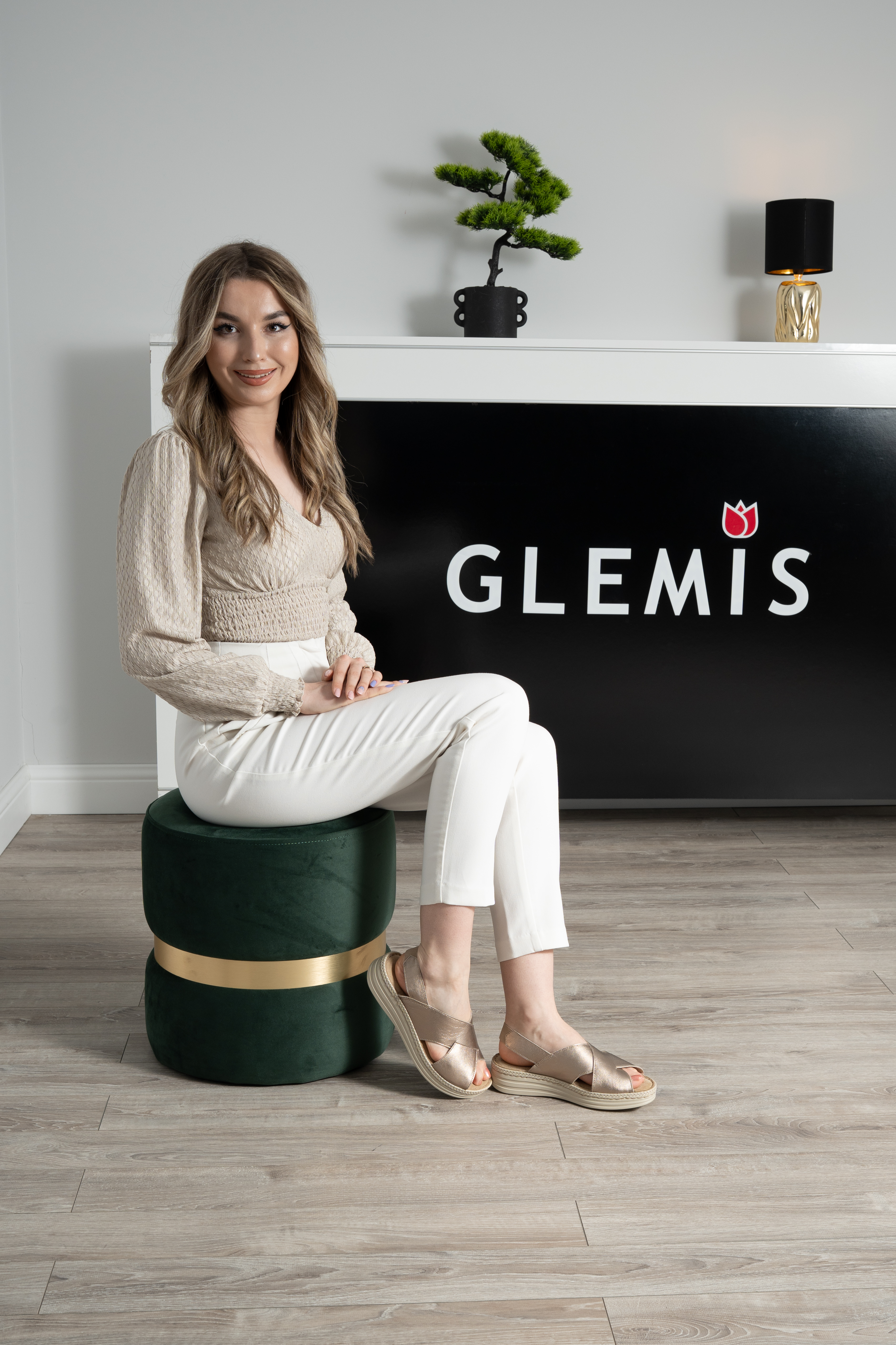 Sandale dama confort, Glemis, piele naturala - Model: Serina, Culoare: Auriu roscat, Marime: 38 (24.5 cm)