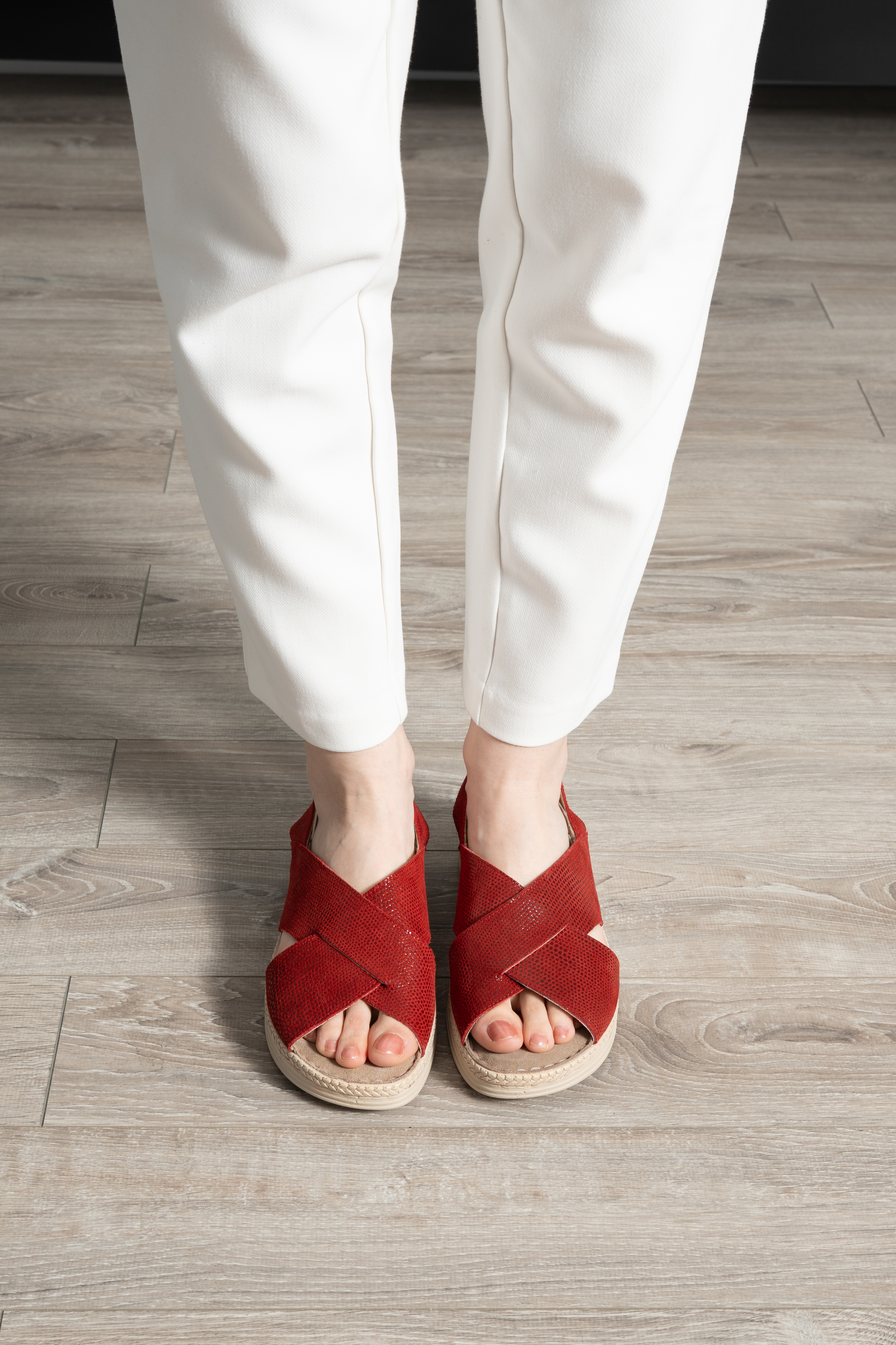Sandale dama confort, Glemis, piele naturala - Model: Serina, Culoare: Rosu, Marime: 38 (24.5 cm)