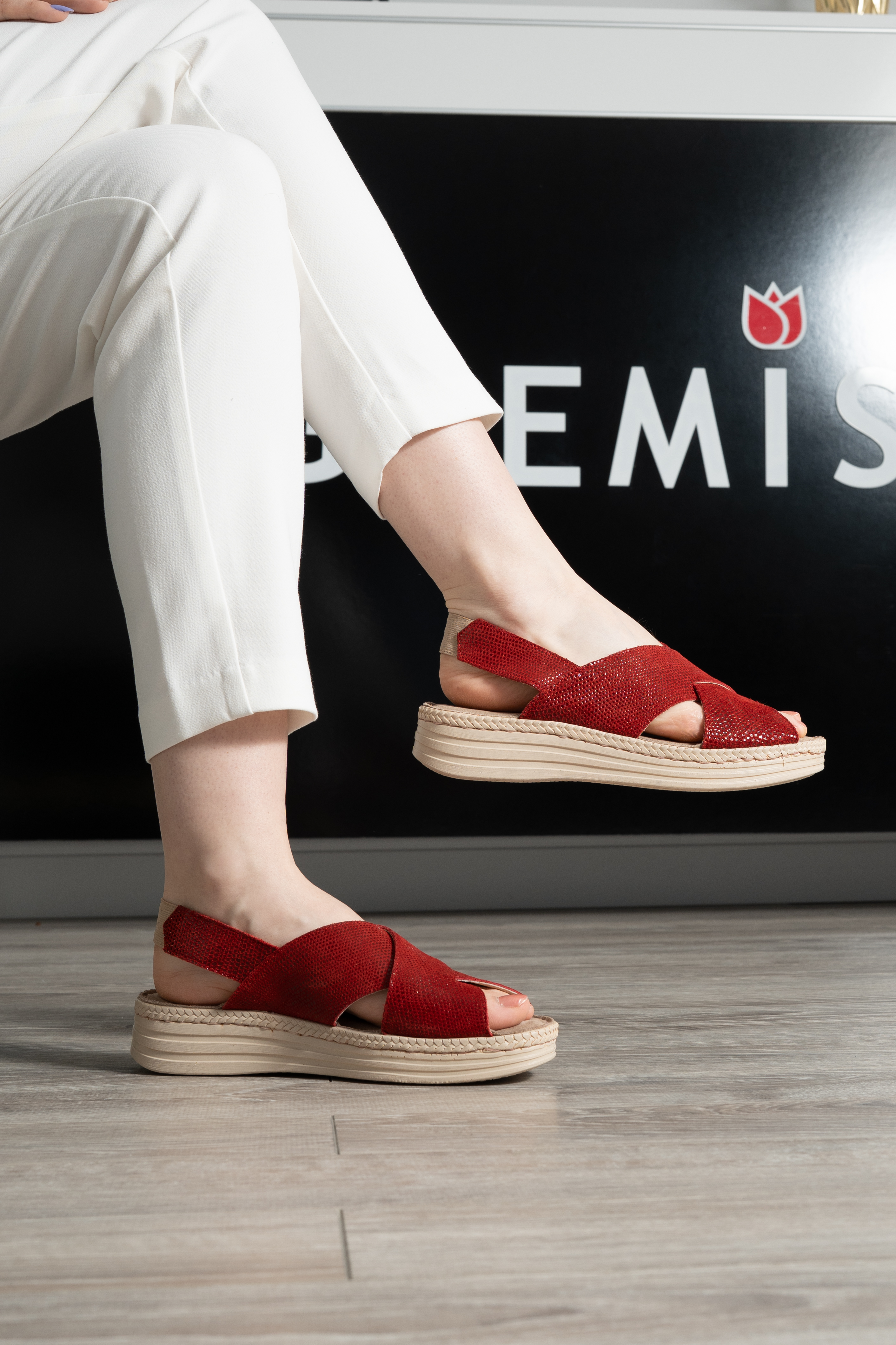 Sandale dama confort, Glemis, piele naturala - Model: Serina, Culoare: Rosu, Marime: 38 (24.5 cm)