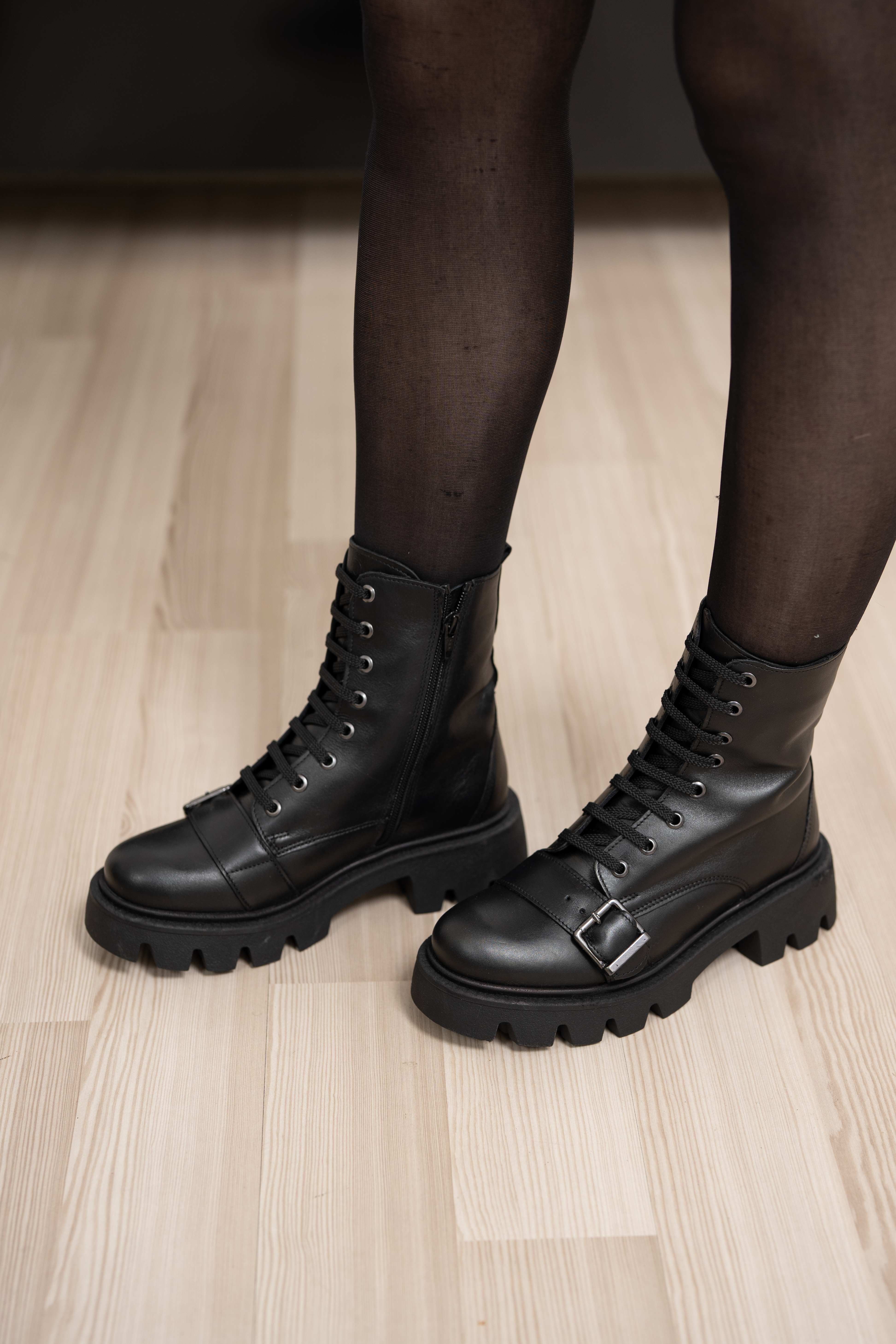 Ghete dama, Glemis, piele naturala - Cod: NE-360, Culoare: Negru Box, Marime: 38 (24.7 cm)