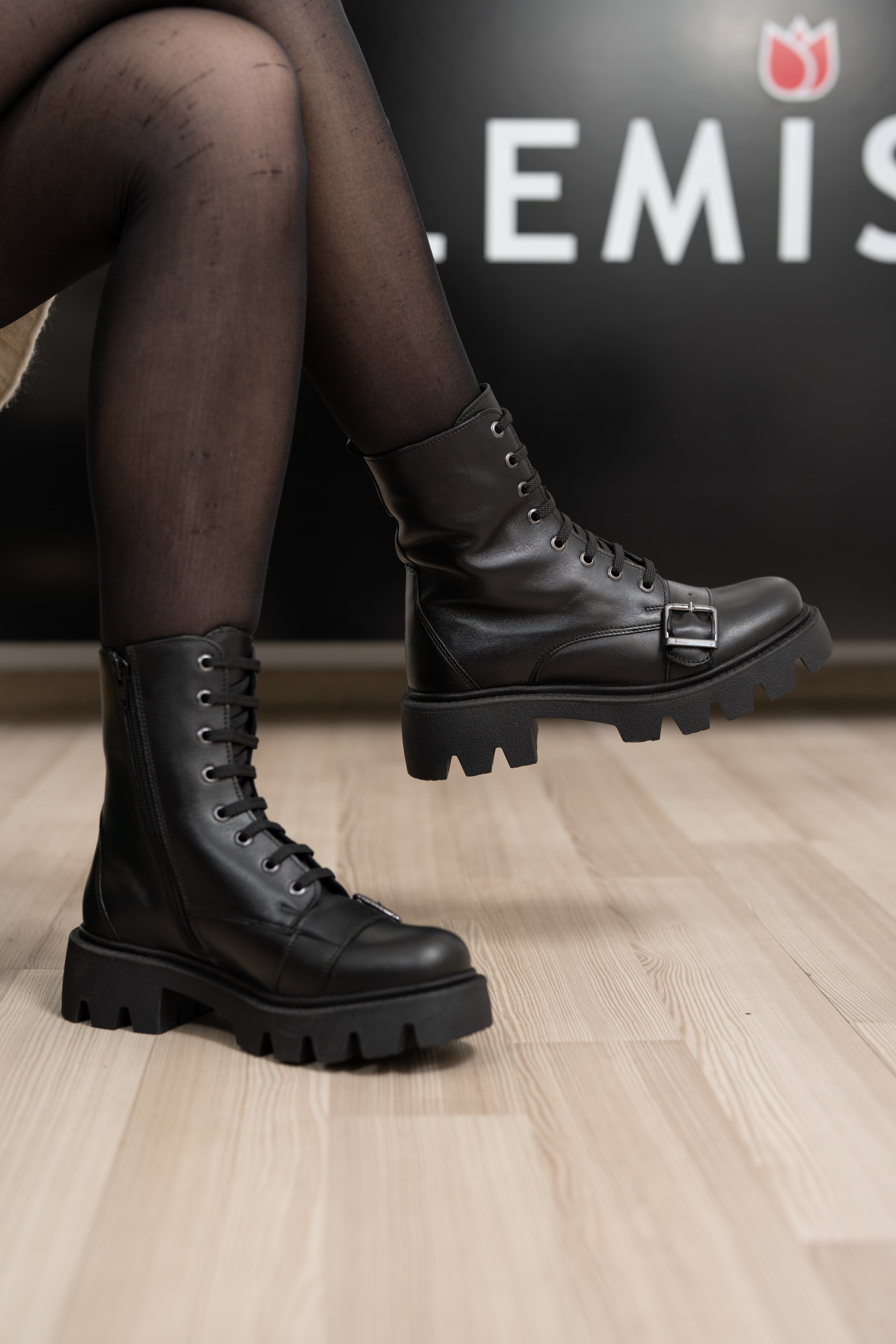 Ghete dama, Glemis, piele naturala - Cod: NE-360, Culoare: Negru Box, Marime: 38 (24.7 cm)