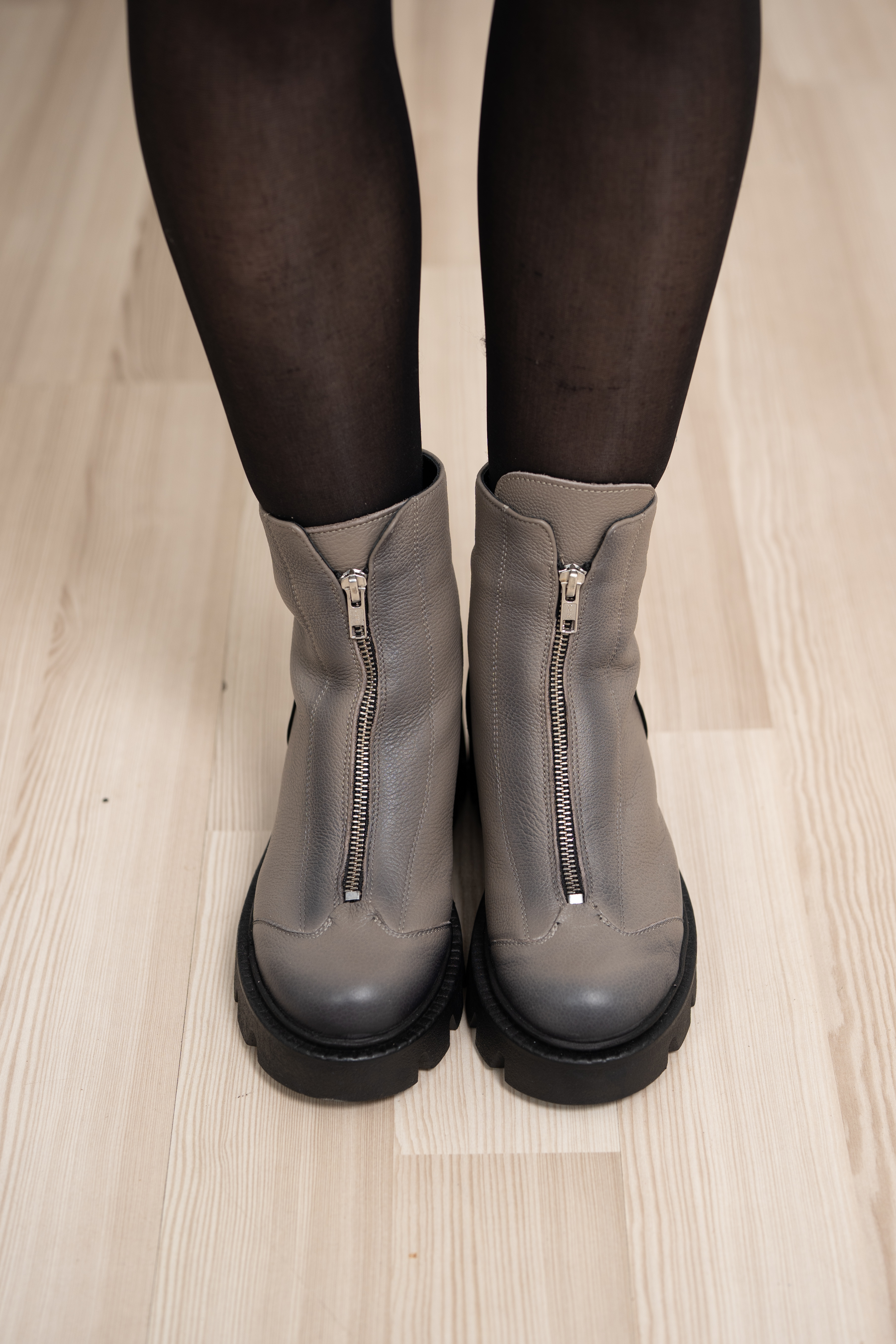 Ghete dama, Glemis, piele naturala - Cod: NE-363, Culoare: Gri Bizon, Marime: 40 (26 cm)